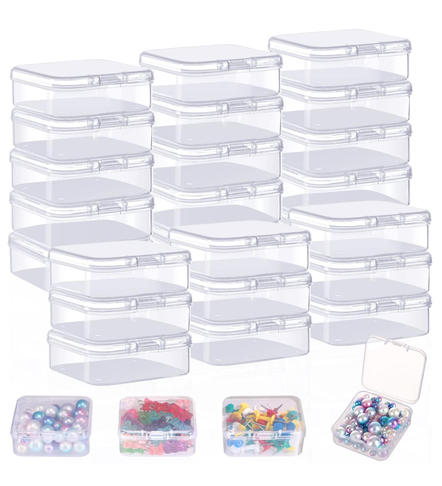 JANYUN 24pcs Transparent Plastic Storage with Lids Small Plastic Containers Plastic Rectangle Containers Box for Storage Beads Crafts Stamps Clay Jewelry Sewing Pins 2.16 2.16 0.78 Inches - Buy Online on GoSupps.com