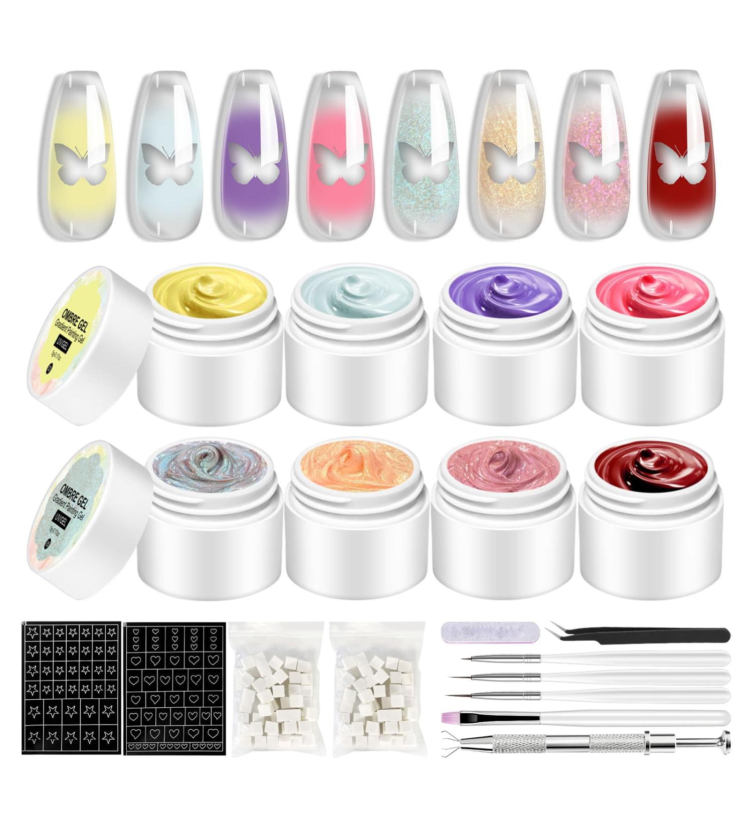  Bkljkf Patting Gel | Gradient Sign Gel - 8 Colors - Nail Design Palette - Creative Kit for Artistic Manicures - Buy Online on GoSupps.com