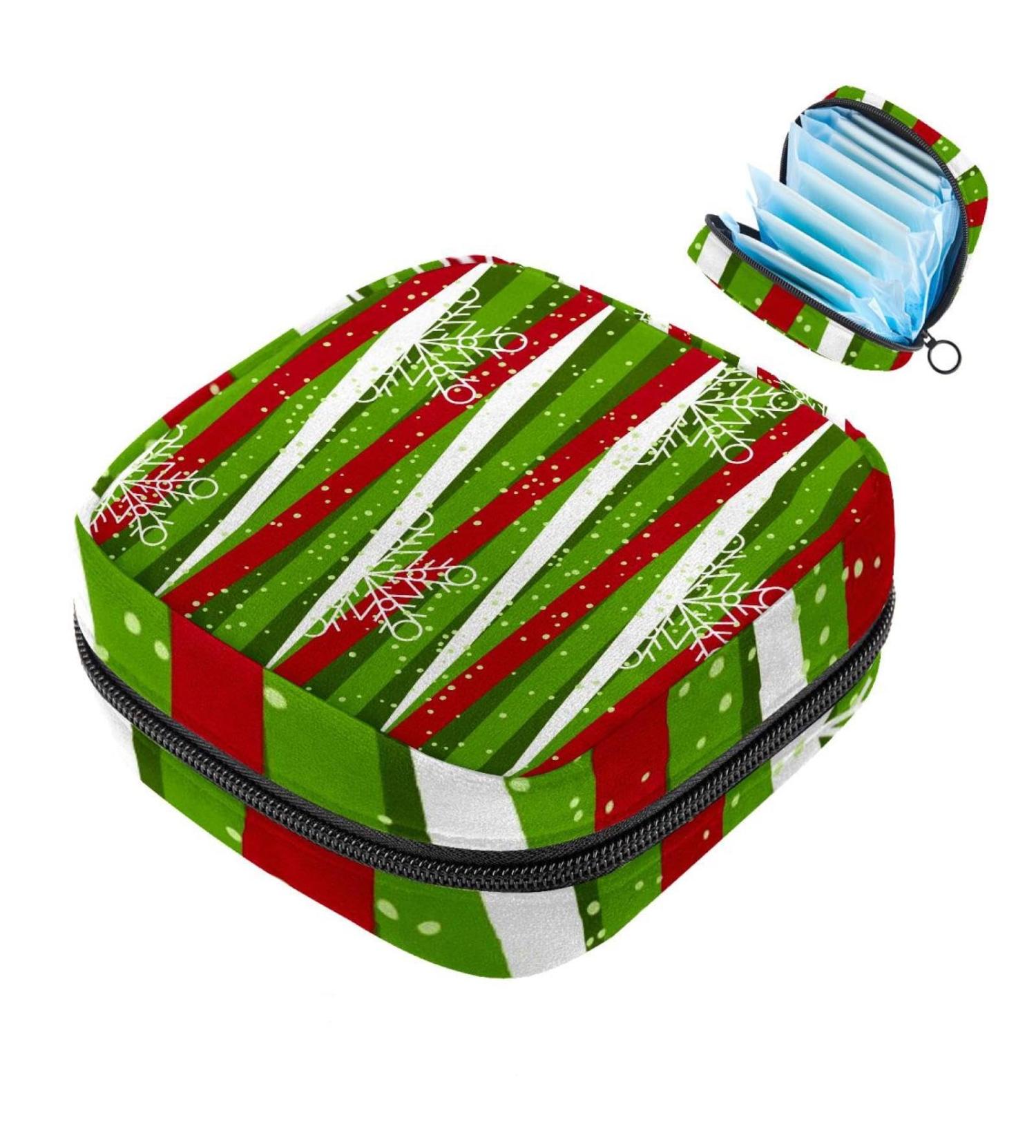 Muooum Geometric Christmas Menstrual Pouch - Zipper Bag for Tampons & Bandages - Stylish & Practical for Women & Girls - Buy Online on GoSupps.com