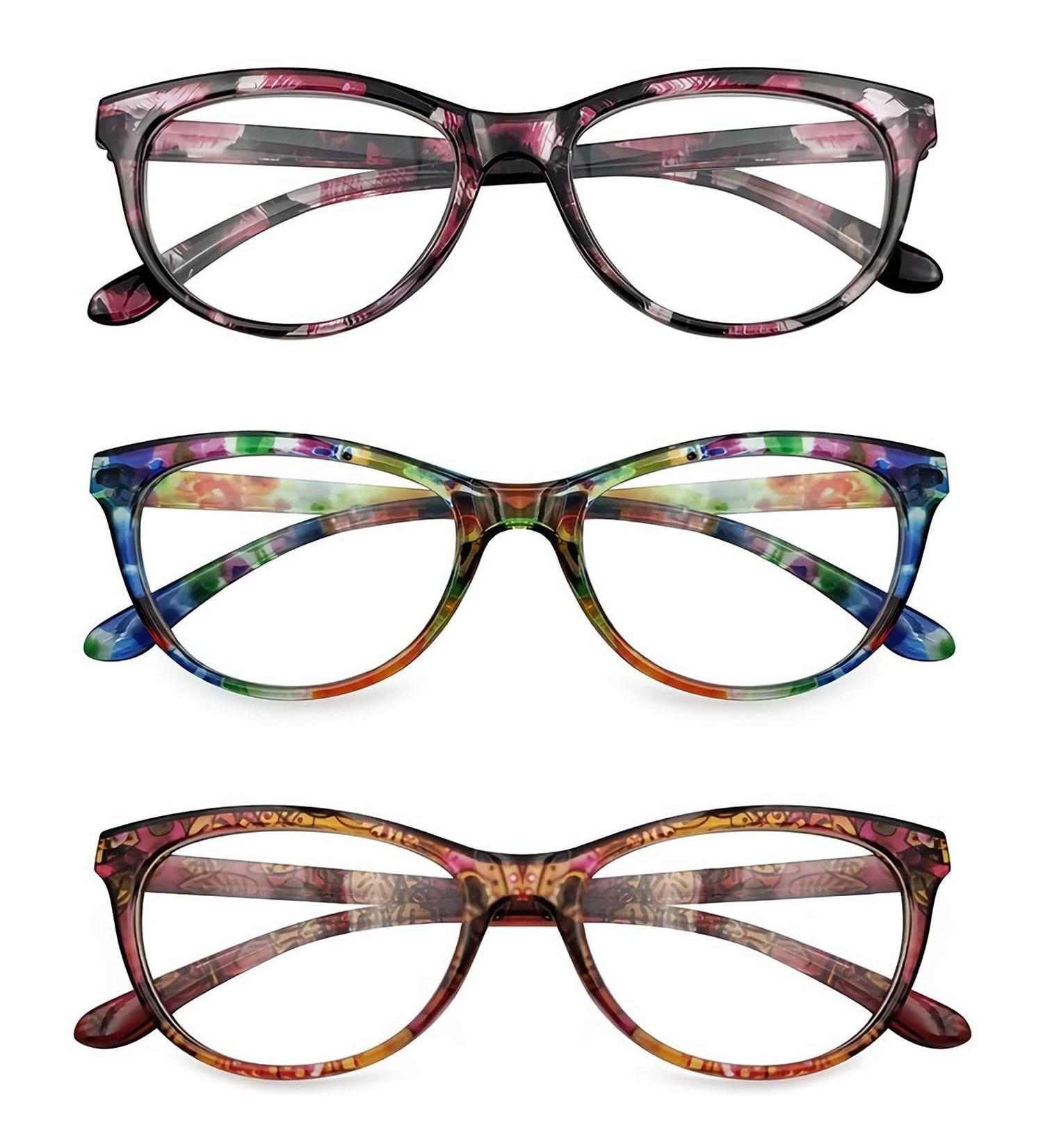 Stylish 3 Pack Cat Eye Reading Glasses for Women - Blue Light Blocking Computer Readers - Anti Eyestrain & Glare - Multicolor - Buy Online on GoSupps.com
