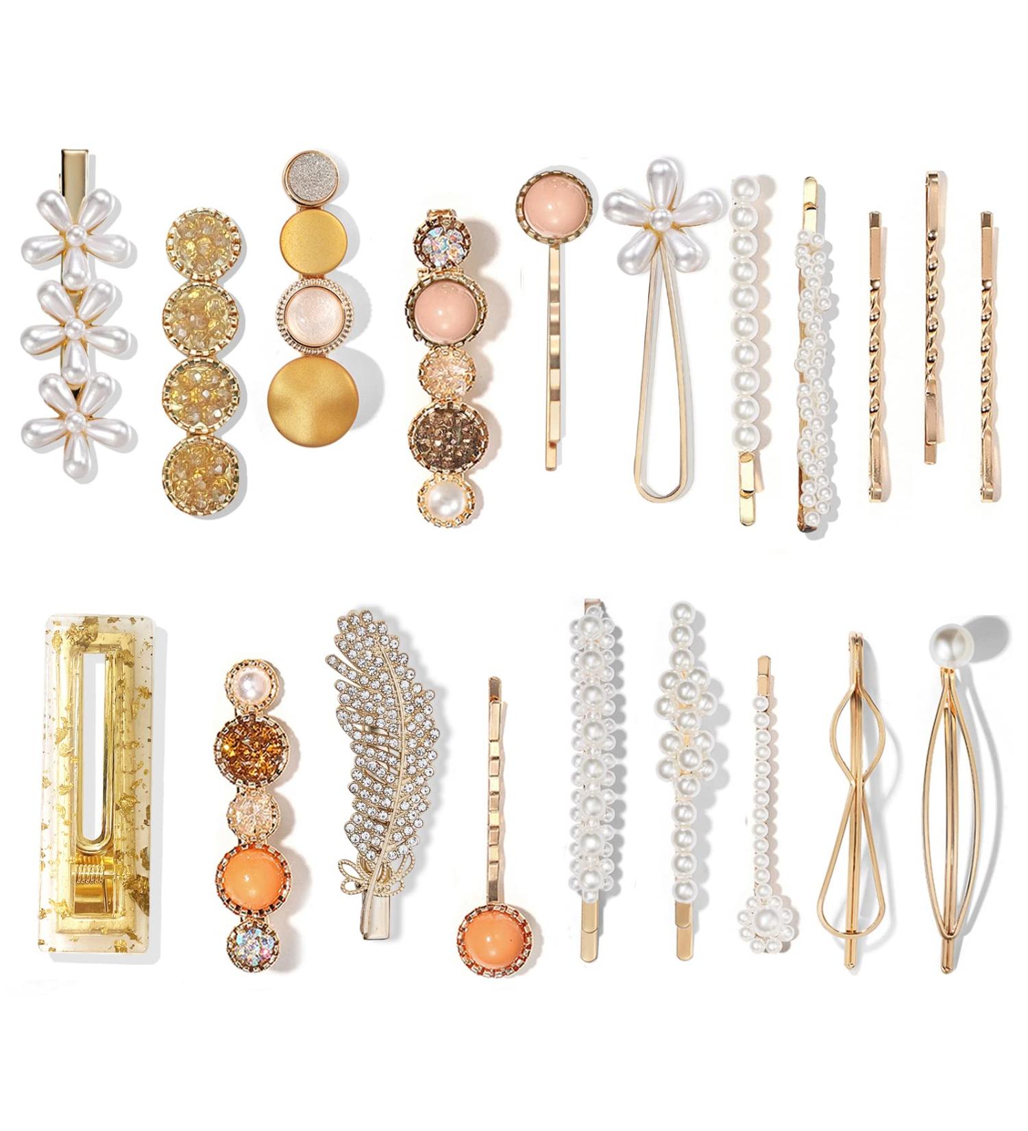 Meihayi 20 PCS Pearl Hair Clips Set - Fashion Acrylic Resin Barrettes for Women - Stylish Hairpins for Party & Wedding Styling - Buy Online on GoSupps.com