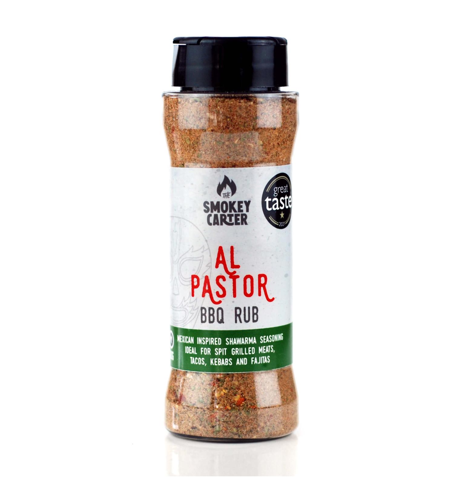 Al Pastor BBQ Rub Shaker | The Smokey Carter | 2021 Great Taste Award Winner | Seasoning for Al Pastor tacos shawarma & everything Mexican - Buy Online on GoSupps.com