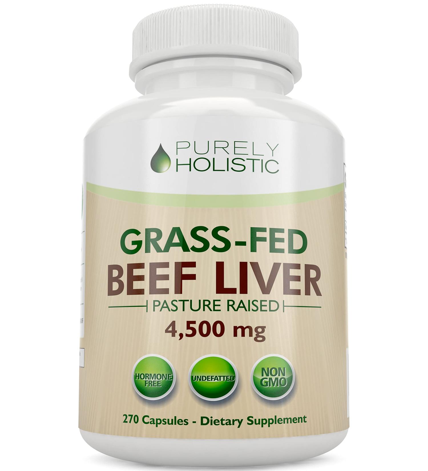 Grass Fed Beef Liver Capsules 4500mg - 270 Capsules, 750mg Each - Grassfed Desiccated Liver Supplement - Pasture Raised in Argentina Non GMO Hormone Free Source of Heme Iron CoQ10 Vitamins A & B12 - Buy Online on GoSupps.com