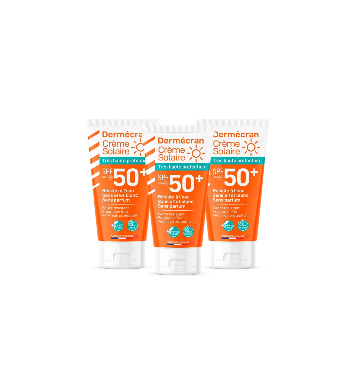SORIFA - Pack of 3 - Derm cran - Sunscreen SPF50+ - Face and body - Vegan & Ocean Friendly formula - Water resistant - For the whole family from 3 years old - Made in France - 50 ml tube - Buy Online on GoSupps.com