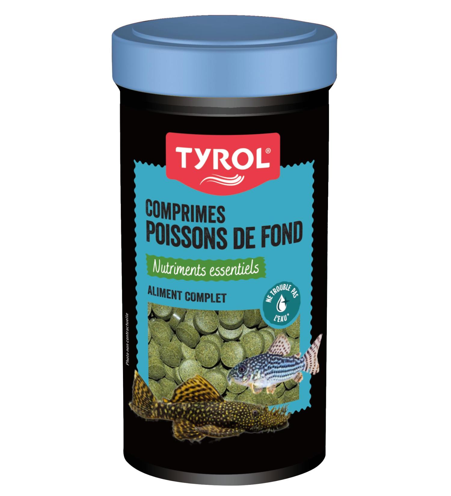 Tyrol Bottom Fish Tablets, Fish Food, Protein and Vitamins, Complete and Daily Aquarium Fish Food, Growth and Vitality, 250ML