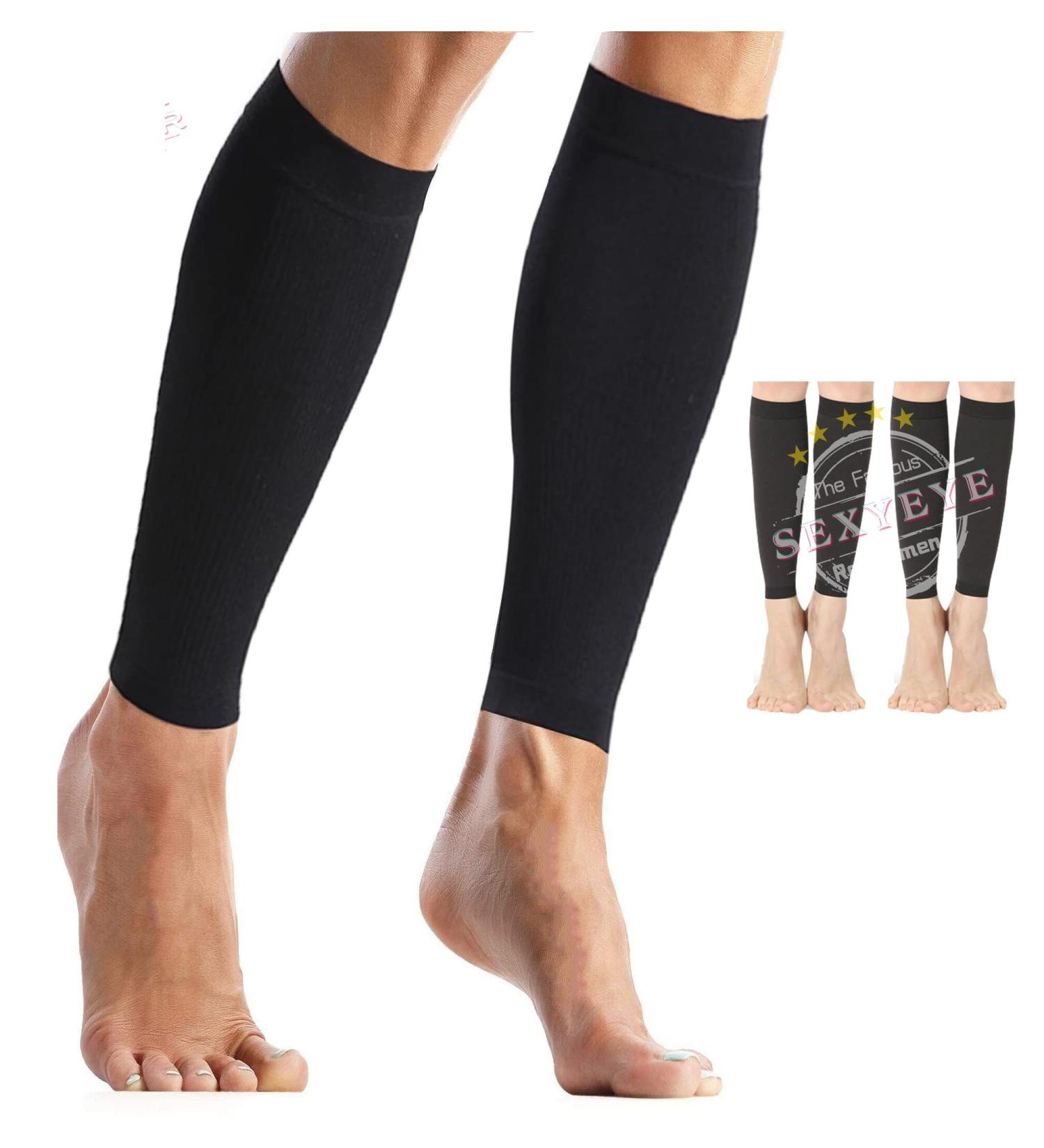 Footless Compression Socks for Women & Men | 20-30mmHg Calf Sleeves for Leg Support Varicose Veins & Shin Splints - 2 Pairs X-Large - Black - Buy Online on GoSupps.com