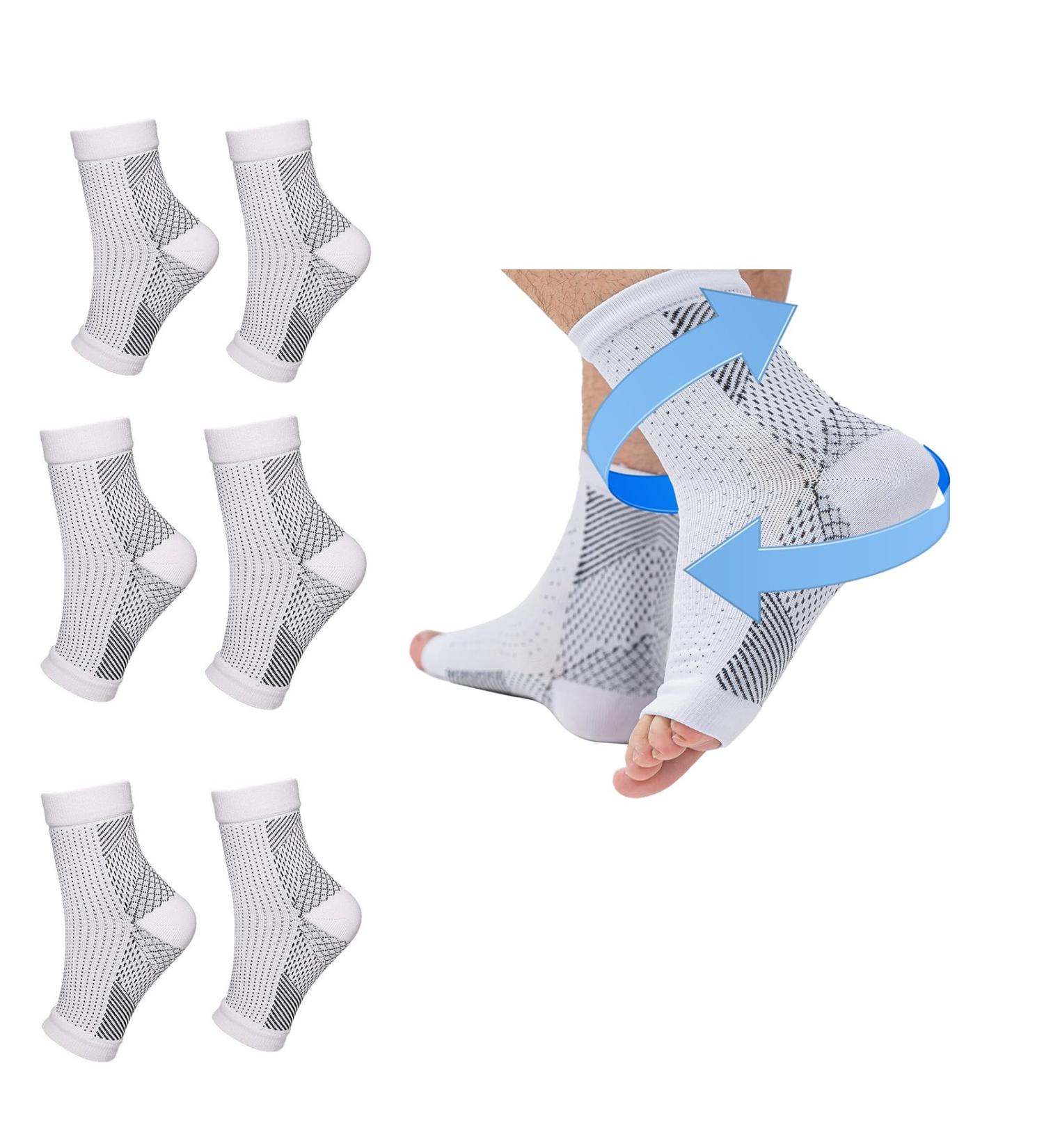 4 Pairs Plantar Fasciitis Compression Socks - Heel Spur & Ankle Pain Relief | Neuropathy Support Bandage - S/M White - Buy Online on GoSupps.com