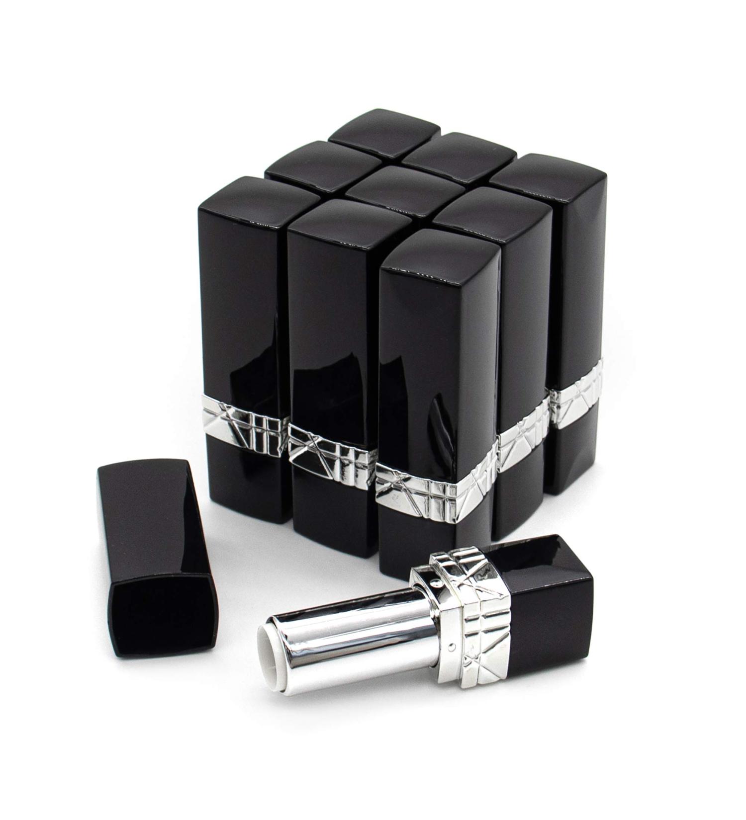 10 Pack Black Empty Lipstick Tubes DIY Lip Balm Containers - Square Tube with Lid Cap - Style B - Buy Online on GoSupps.com