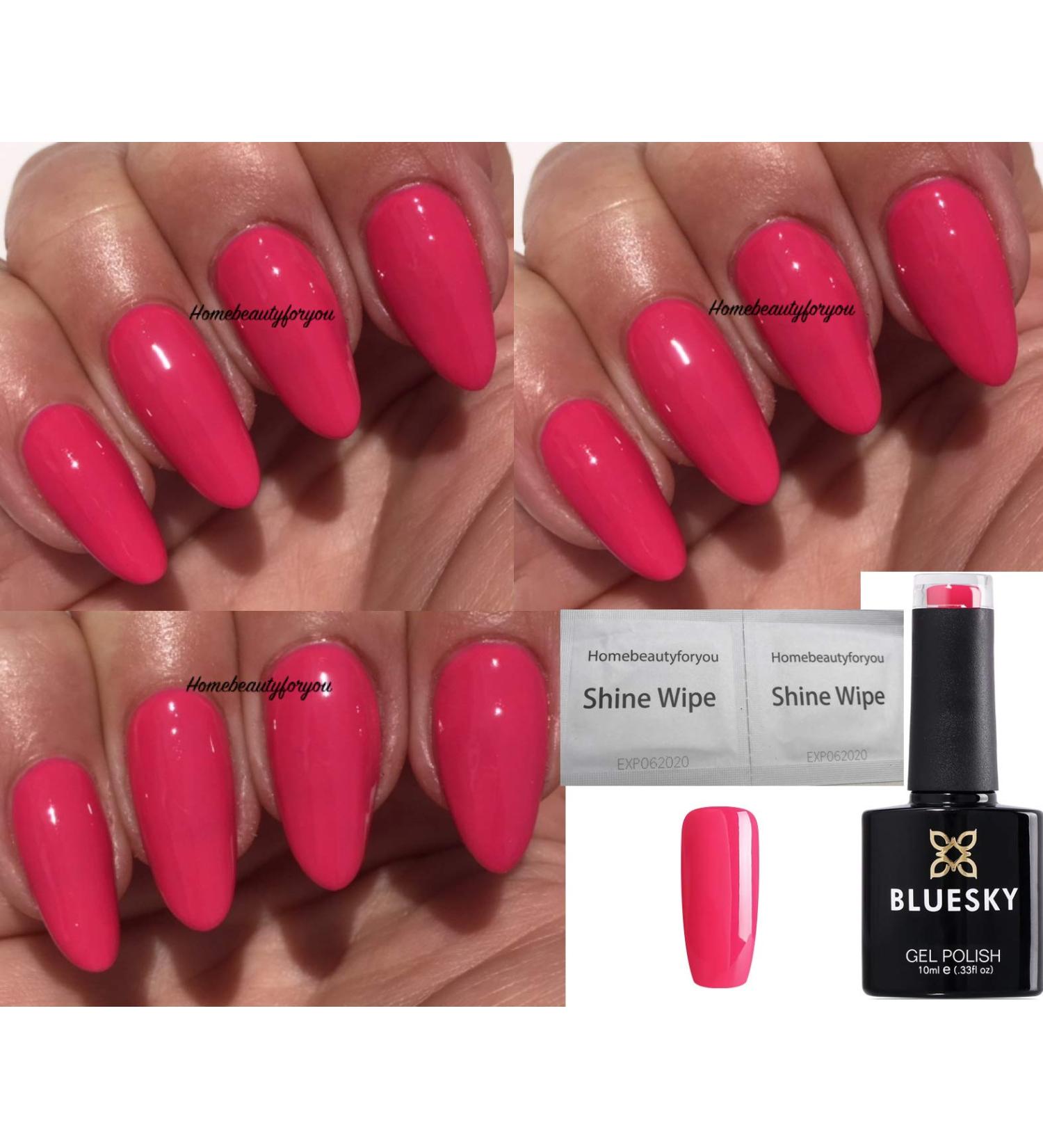 Bluesky Pink Bikini Bright Coral Shine 80553 Nail Gel Polish UV LED Soak Off 10ml PLUS 2 Homebeautyforyou Shine Wipes - Buy Online on GoSupps.com