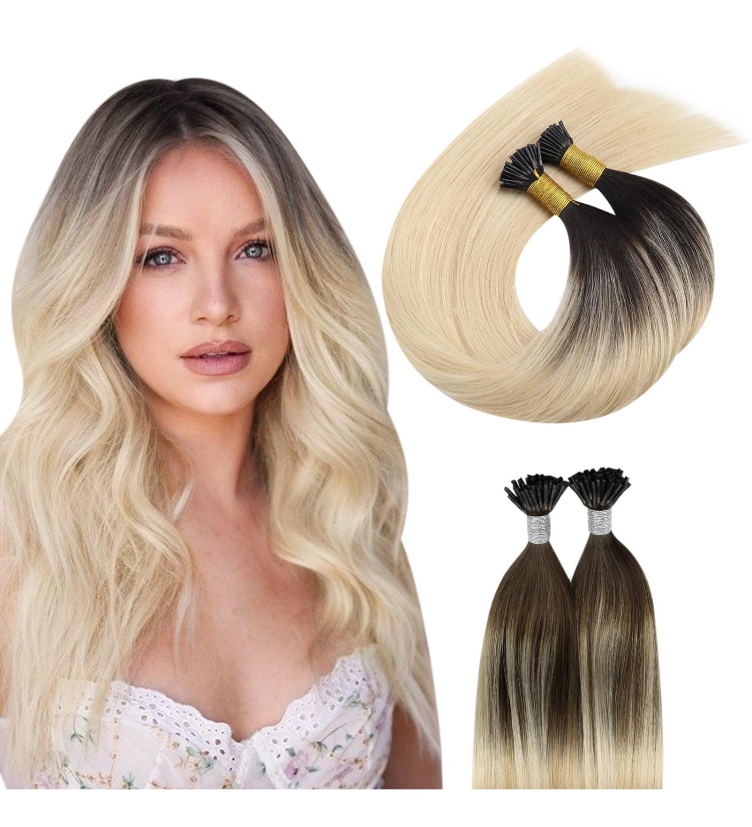 Moresoo Real Hair Keratin Bonding Extensions - I-Tip Platinum Blonde to Dark Brown #2/27/613 50s Pack 40g 50 cm - Buy Online on GoSupps.com