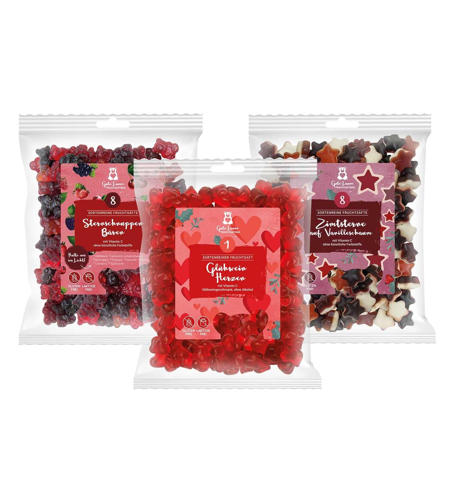 naschlabor Set of 3 Christmas Fruit Juice Bears | Delicious Mix of Rubber Bears in a Preservation Pack | Ideal for Gift | 1.5 kg of Finest Fruit Candy | Perfect for - Buy Online on GoSupps.com