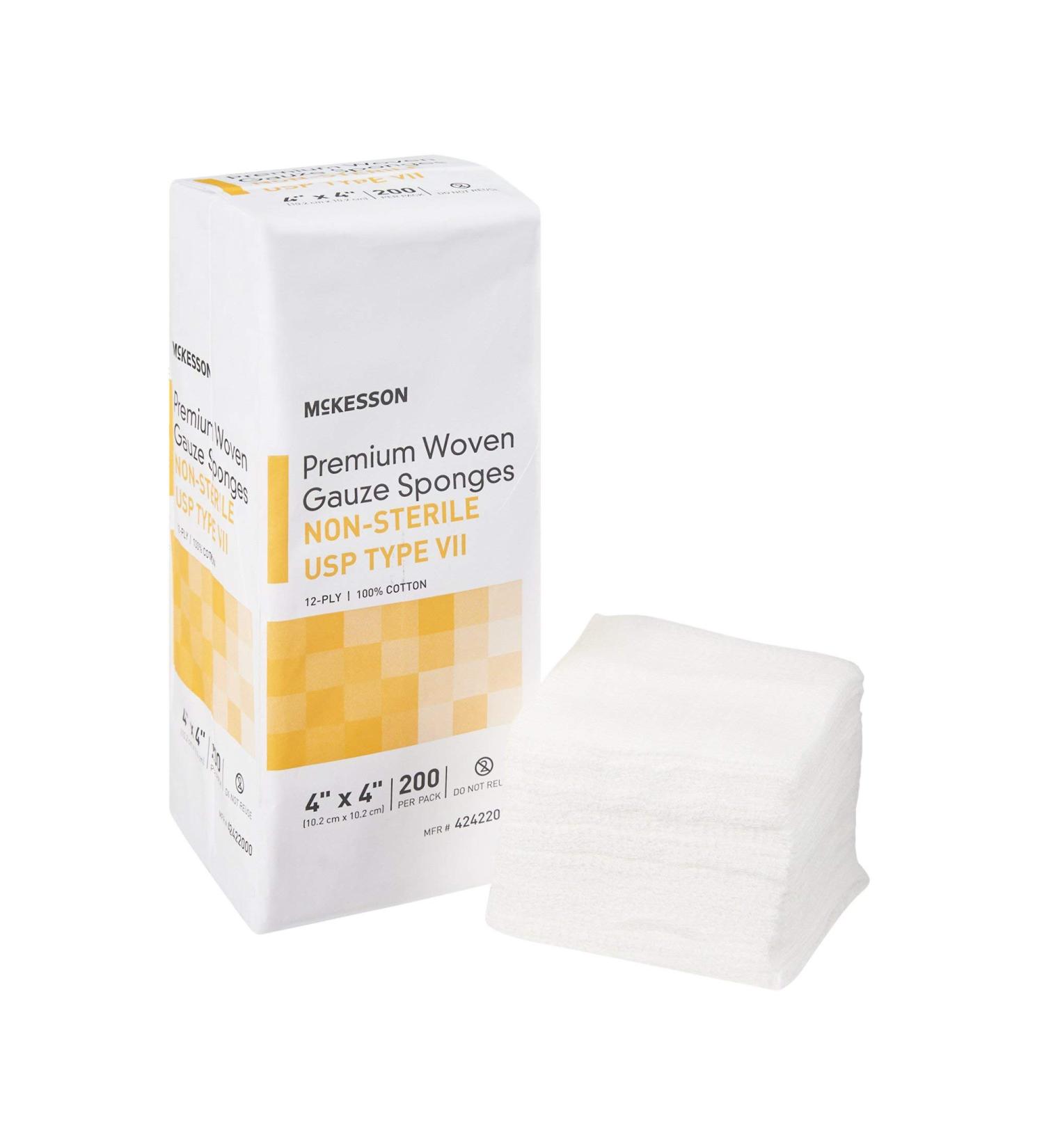 Buy McKesson Premium 12-Ply Woven Gauze Sponges - Non-Sterile Cotton 4x4 inches 2000 Total | International Shipping Available - Buy Online on GoSupps.com