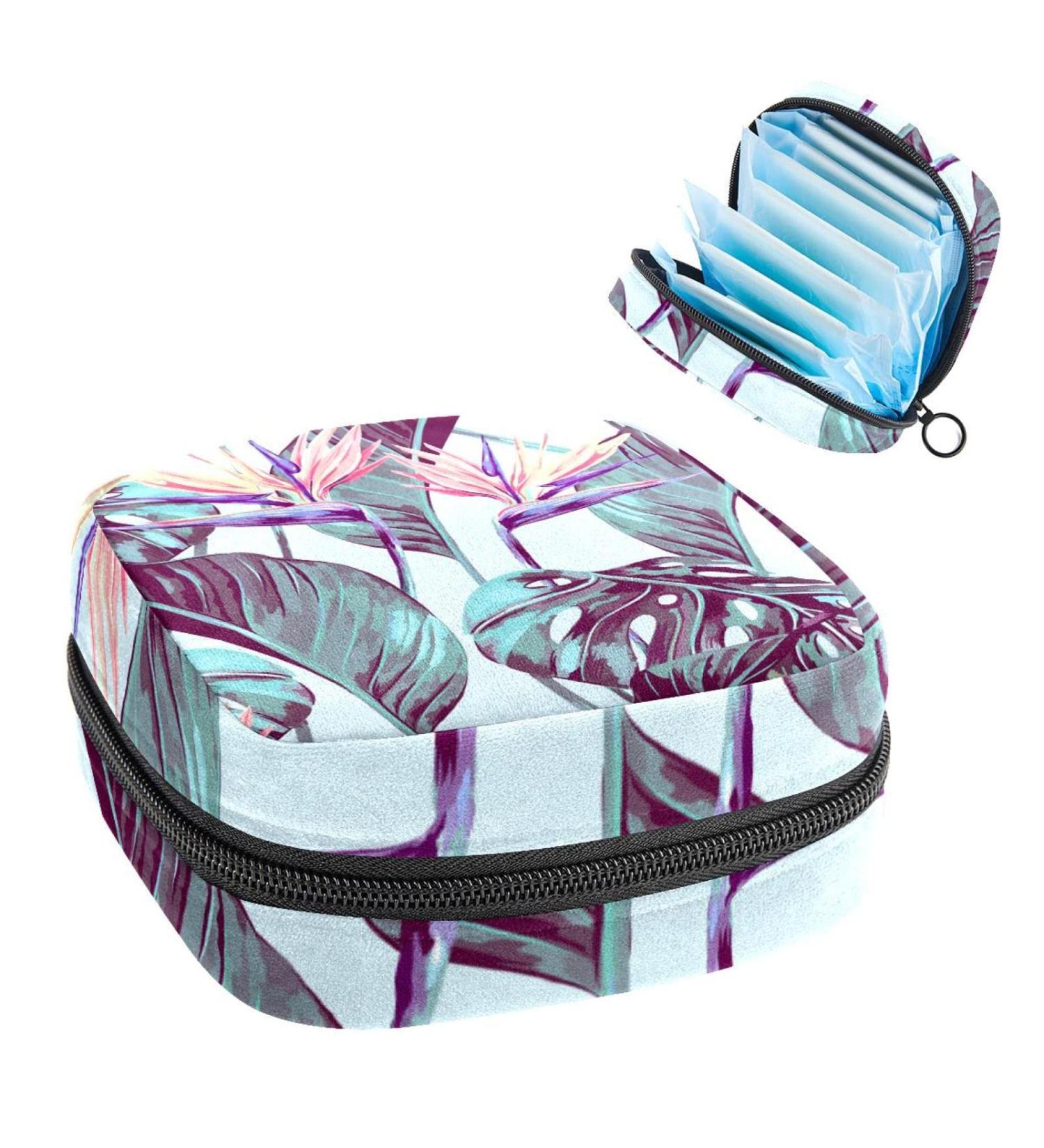 Women's Bonds Storage Pockets - Tropical Plant Pattern Portable Period Kit & Feminine Product Bag for Girls - Buy Online on GoSupps.com