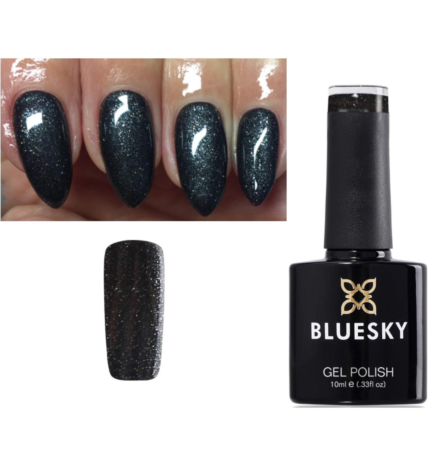 Bluesky GEL NAIL POLISH BLACK DARK GREY/FINE SILVER GLITTER ONYX MY MIND CS33 UV LED Soak Off 10ml - Buy Online on GoSupps.com