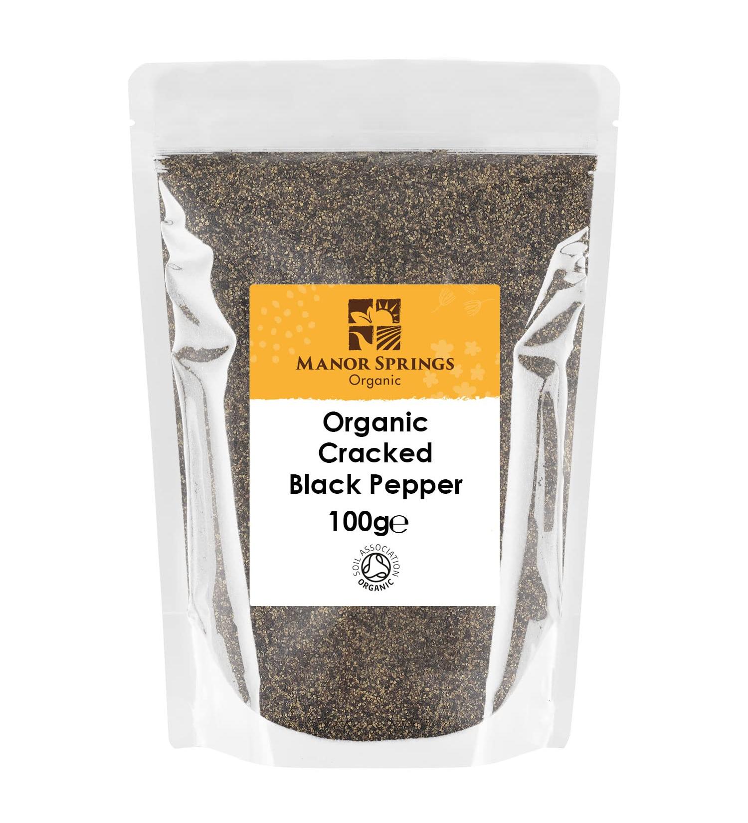 Manor Springs Organic Cracked Black Pepper - Coarse Ground (100g) - Buy Online on GoSupps.com