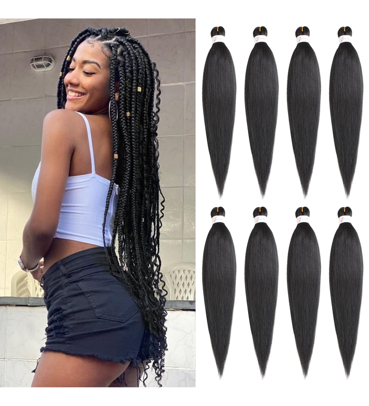 Xtrend 8 Packs 30 Inch Long Pre Stretched Braiding Hair EZ Braiding Hair Extensions for Box Braids Hot Water Setting Soft Yaki Texture Kanekalon Crochet Hair Extensions for Braiding 30 Inch (Pack of 8) 1B# - Buy Online on GoSupps.com