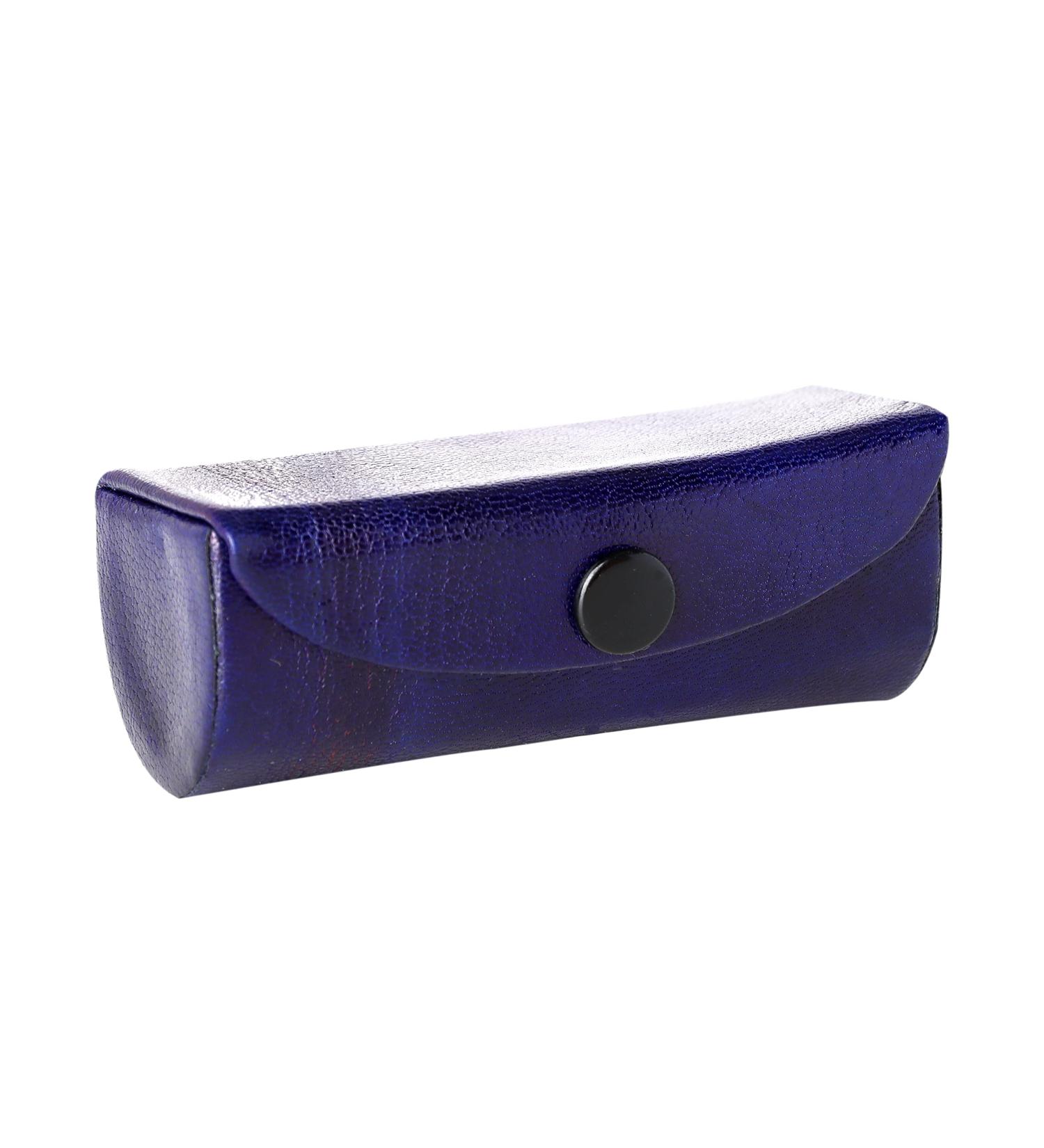 CHERKRAFT Handcrafted Leather Lipstick Case with Mirror for Purse Handbag Organizer/Lipstick Holder (Royal Blue)