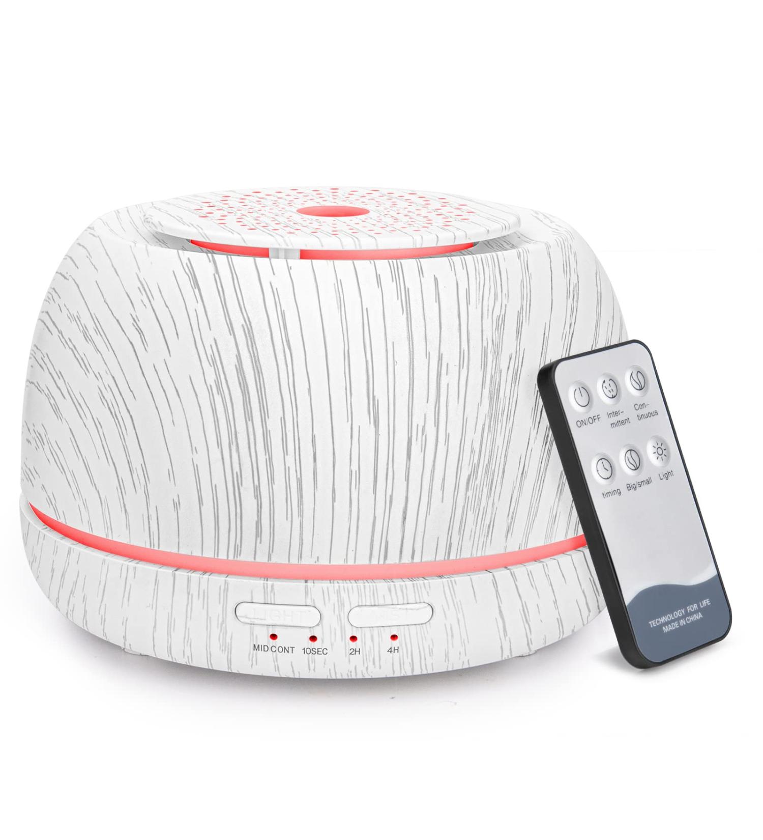 TAIGUCAT 300ML Wood Grain Aromatherapy Diffuser - 8 Hours Air Humidifier with Remote Control and 7 Colors LED Light - USB-C Power - Ideal for Room & Office - White Wood Grain - Buy Online on GoSupps.com