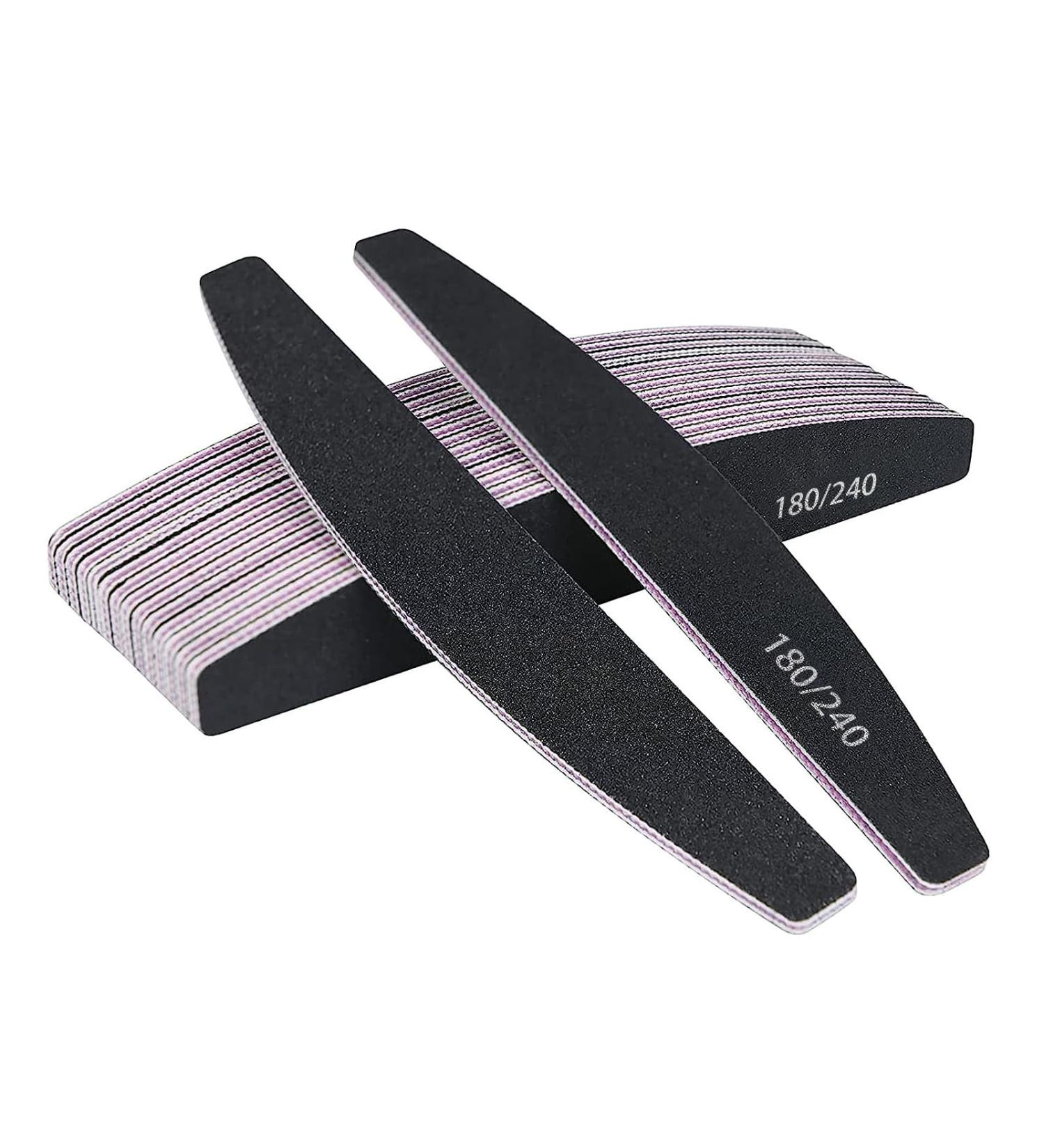 Uraqt 16-Piece Double-Sided Nail File Set 180/240 - Disposable Gel Nail Files in Purple & Black | Perfect Nail Care Tools & Accessories - Buy Online on GoSupps.com