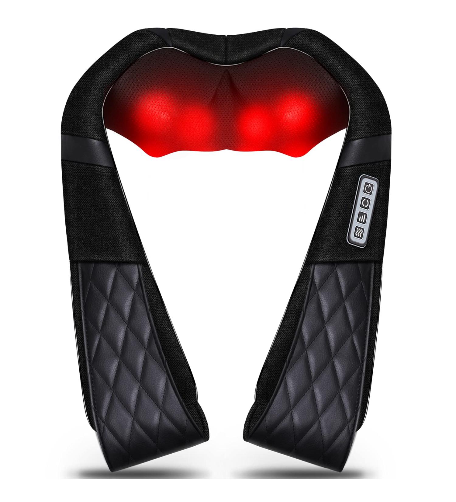 Electric Neck Massager with Heat - Shiatsu Shoulder Back Massage Pillow for Deep Tissue Relief, Gifts for Mom/Dad - Black - Buy Online on GoSupps.com