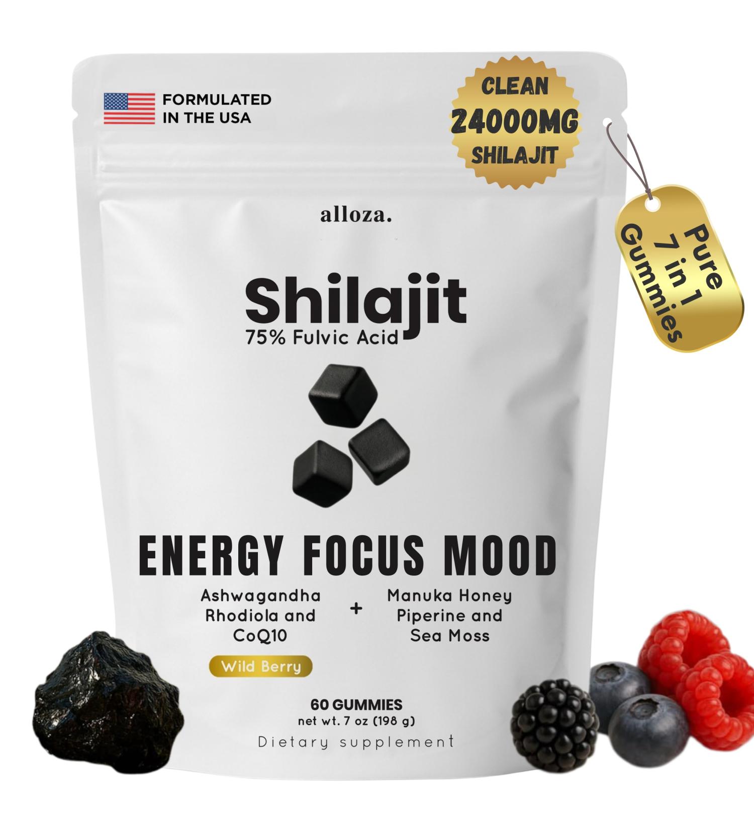 Performance Shilajit Gummies with CoQ10 and Ashwagandha Pure 7-in-1 Formula with 75% Fulvic Acid & 92+ Minerals For Men & Women Energy Focus & Stress Support 60 Sugar-Free Himalayan Gummies - Buy Online on GoSupps.com