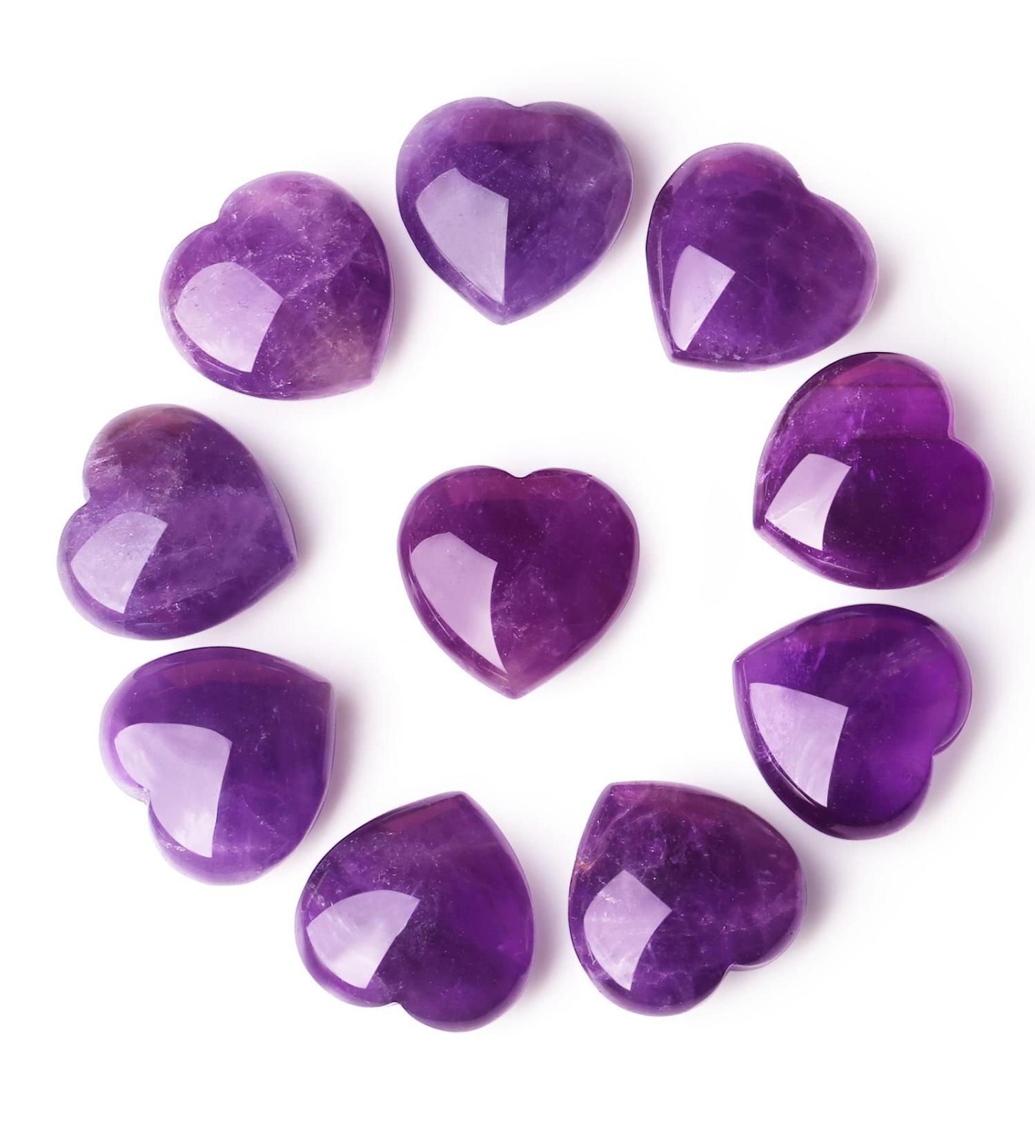 Xiannvxi 5pcs Amethyst Heart Stones - Pocket Healing Crystals for Love & Meditation | Natural Reiki Gemstones - Buy Online on GoSupps.com