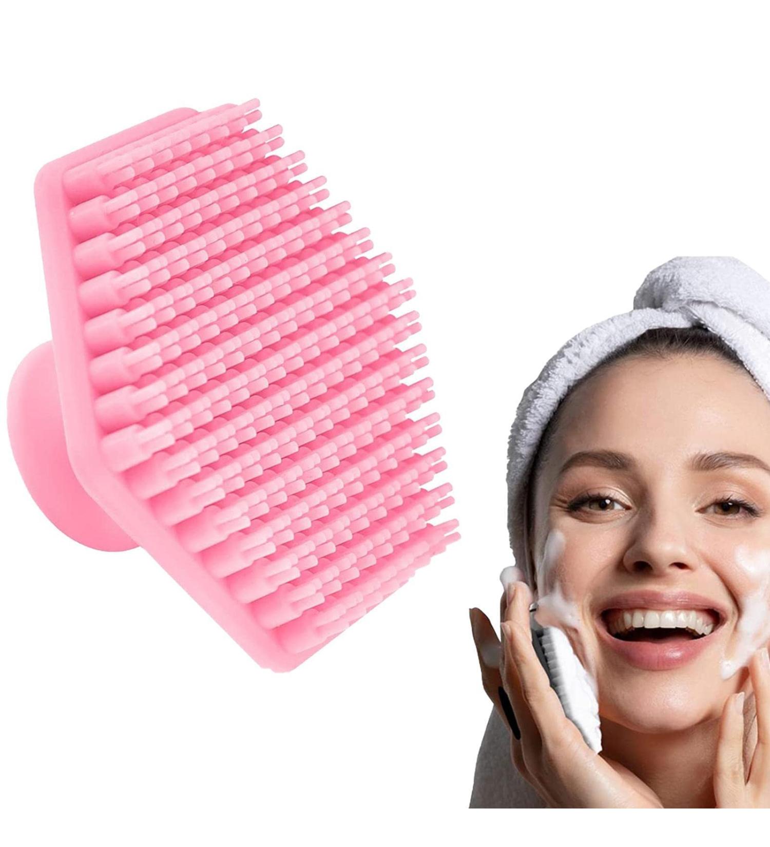 Silicone Face Scrubber Ultra Soft Touch Silicone Facial Cleansing Brush Face Scrubber Exfoliator With Handle Facial Cleasing Brush For Friends Relatives Women Girls Pink - Buy Online on GoSupps.com