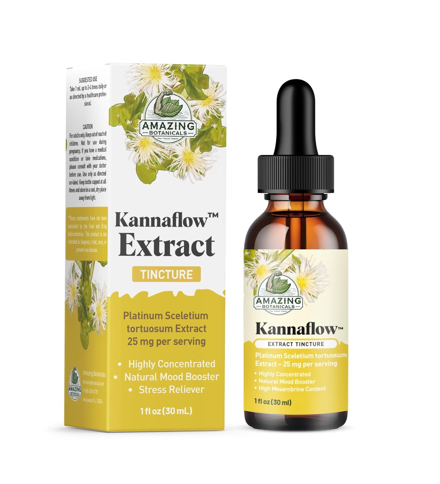 Amazing Botanicals Platinum Kanna Extract Tincture 25mg Sceletium Tortuosum | 80% Mesembrine | 5.5% Alkaloids | Supports Calm & Focus | Vegan, Non-GMO, USA Made, Sugar & Alcohol-Free Drops - 1oz 1 Fl Oz (Pack of 1) - Buy Online on GoSupps.com