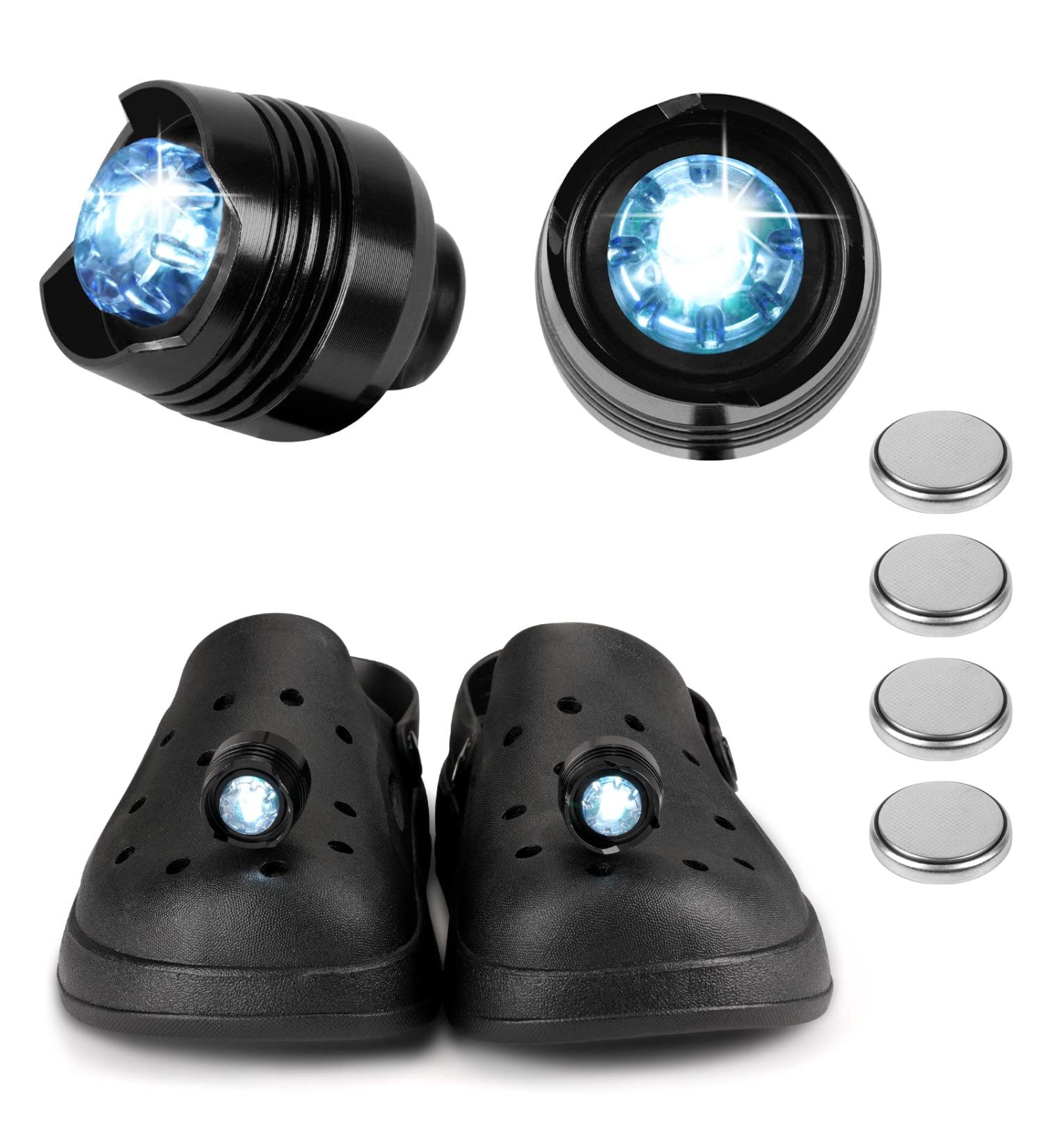 2 Pack Glow in The Dark Headlights for Croc Shoes - 3 Light Modes Shoe Charms for Walking, Hiking, Camping - Black - Buy Online on GoSupps.com