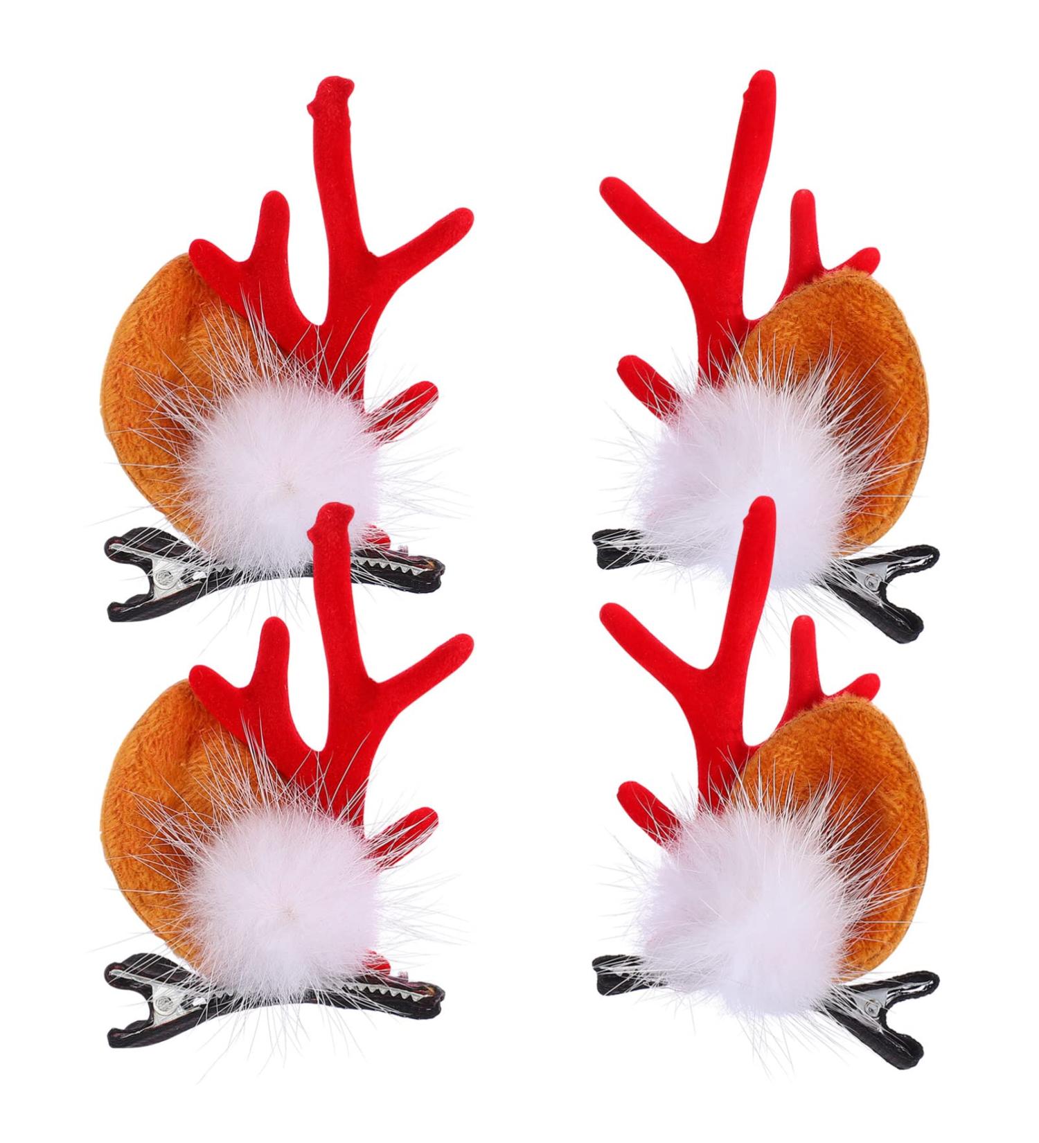 Lurrose 2 Pairs Christmas Reindeer Antlers Hair Clips Hairpins Cute Reindeer Hair Barrettes Alligator Christmas Hair Accessories with Deer Horn Ears for Kids Adults - Buy Online on GoSupps.com
