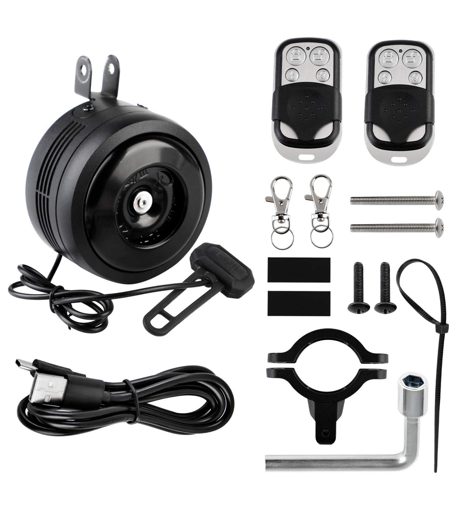 SOWUNO 126Db Rechargeable Bicycle Electric Horn | Loud Bike Alarm for Adults | Waterproof Motorcycle Horn with Anti-Theft Vibration Alarm - Buy Online on GoSupps.com