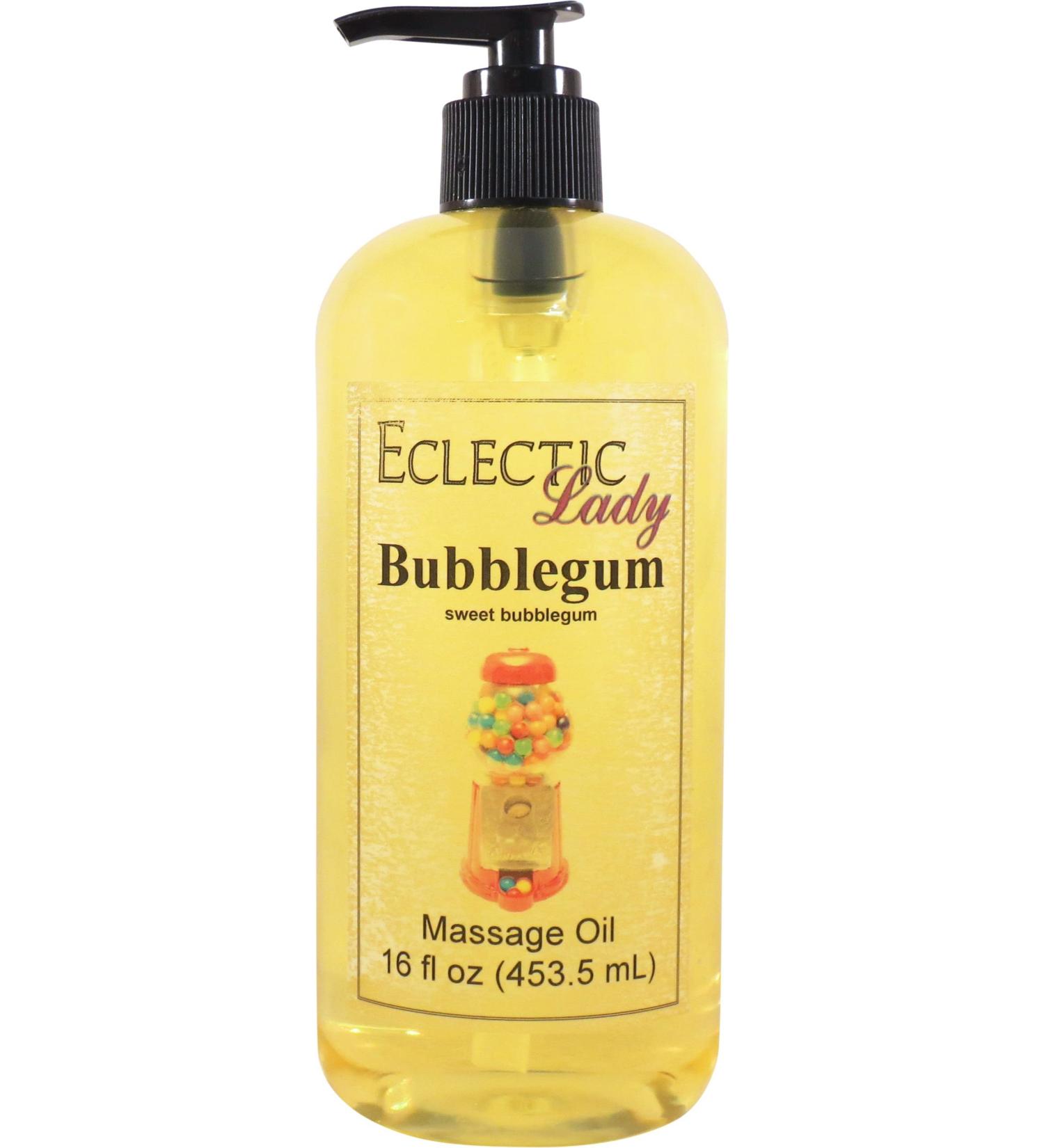Bubblegum Massage Oil 16 oz | Sweet Almond & Jojoba | Preservative Free | Aromatherapy & Relaxation - Buy Online on GoSupps.com