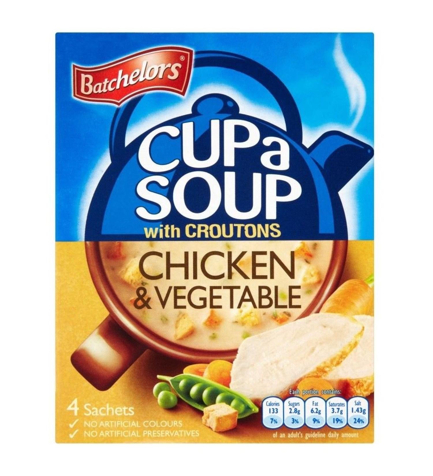Batchelors Batchelors Cup Soup and Chicken & Vegetable Croutons (4 per pack - 110g) - Pack of 6