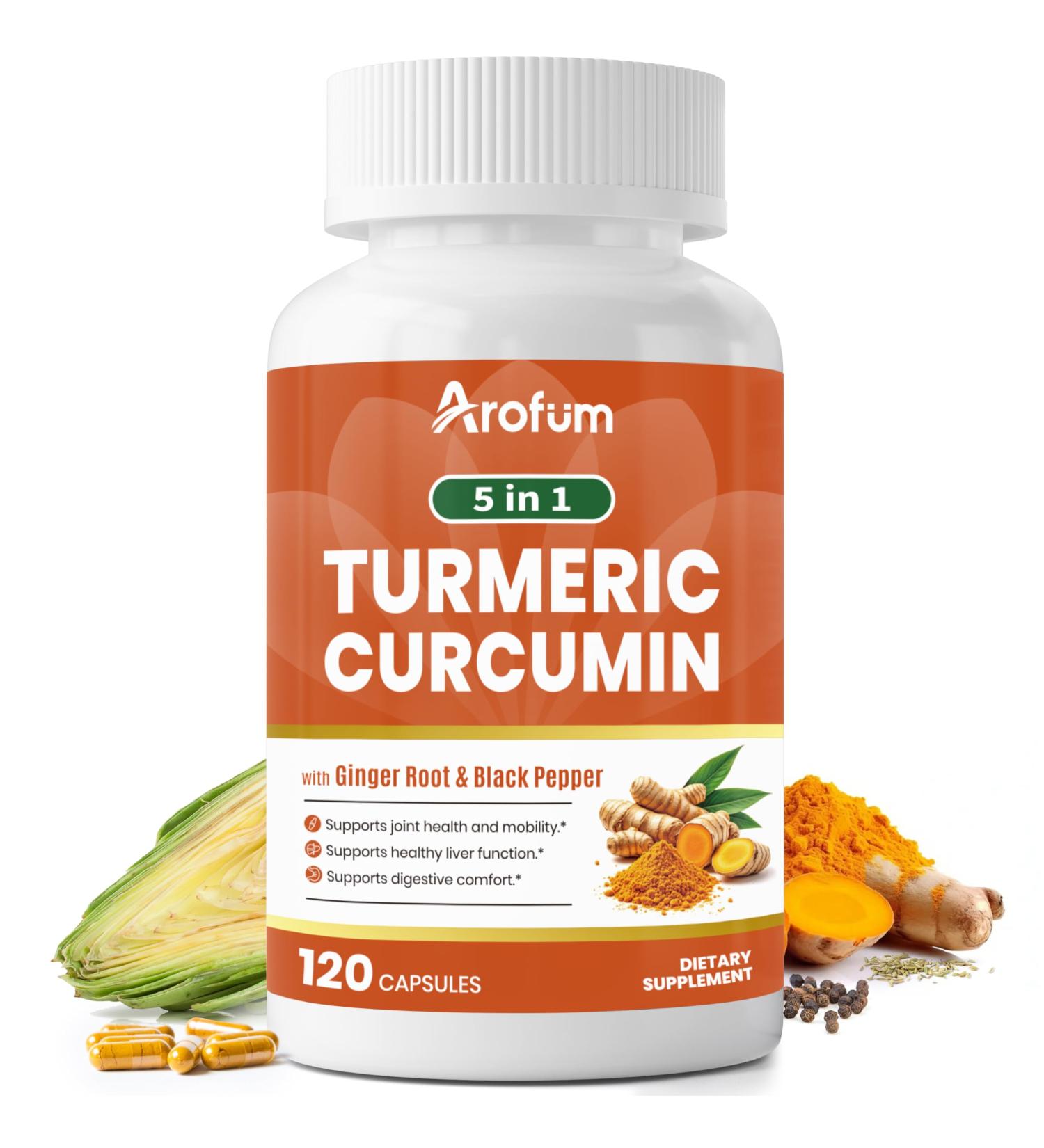 Turmeric Supplement Complex Herbal Formula with Ginger Artichoke Fennel & Black Pepper 120 Capsules 120 Count (Pack of 1) - Buy Online on GoSupps.com