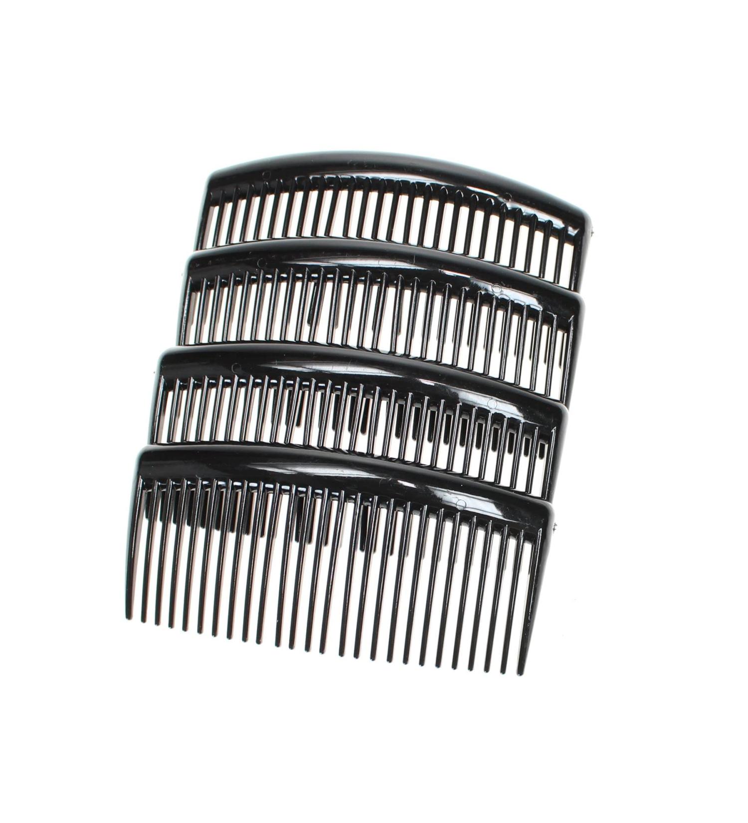 4 Pack of Large 9cm Plain French Side Hair Combs Slides Grips Clips Hair Accessories for Women Girls by Glitz4Girlz (Black) - Buy Online on GoSupps.com