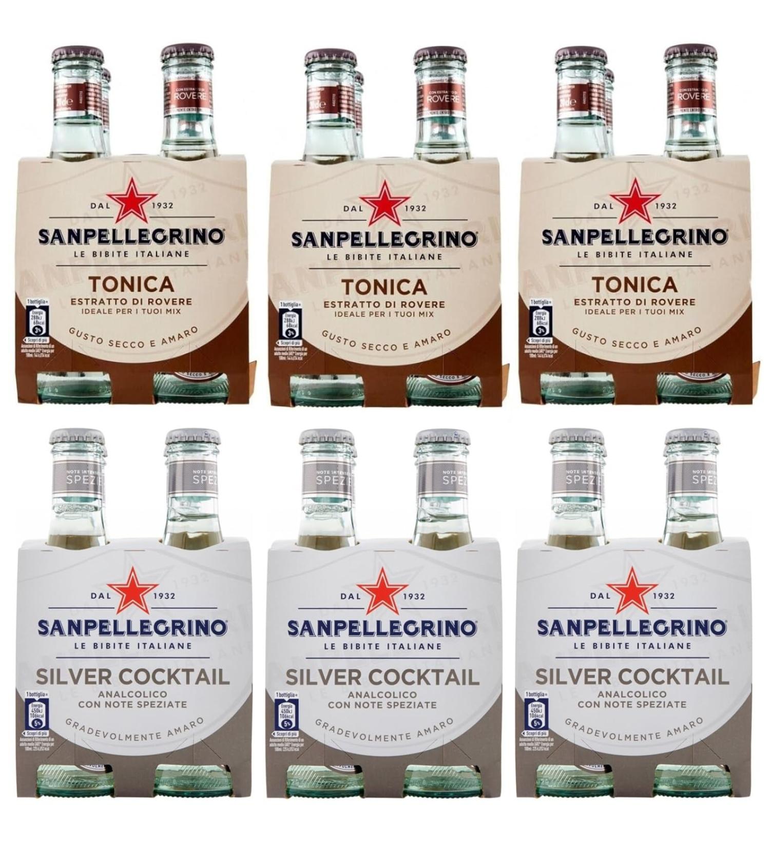 San Pellegrino Silver Soft Drinks Pack of 24 + Tonica Rovere Disposable Glass Bottle 20 cl - Buy Online on GoSupps.com