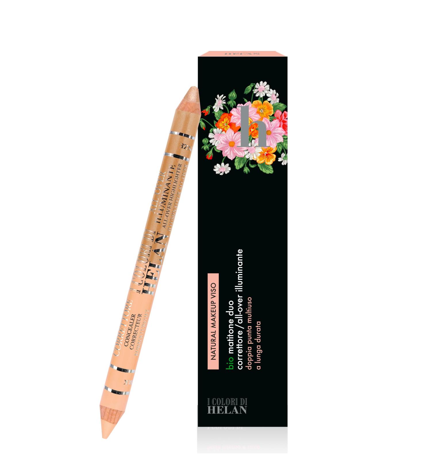 Helan I Colori di Helan - 2-in-1 Organic Pencil Dark Bronze Blemish Corrector + Natural Face Illuminator Soft Nourishing Double Edge Pencil with Vitamin E Long-Lasting Makeup - Buy Online on GoSupps.com