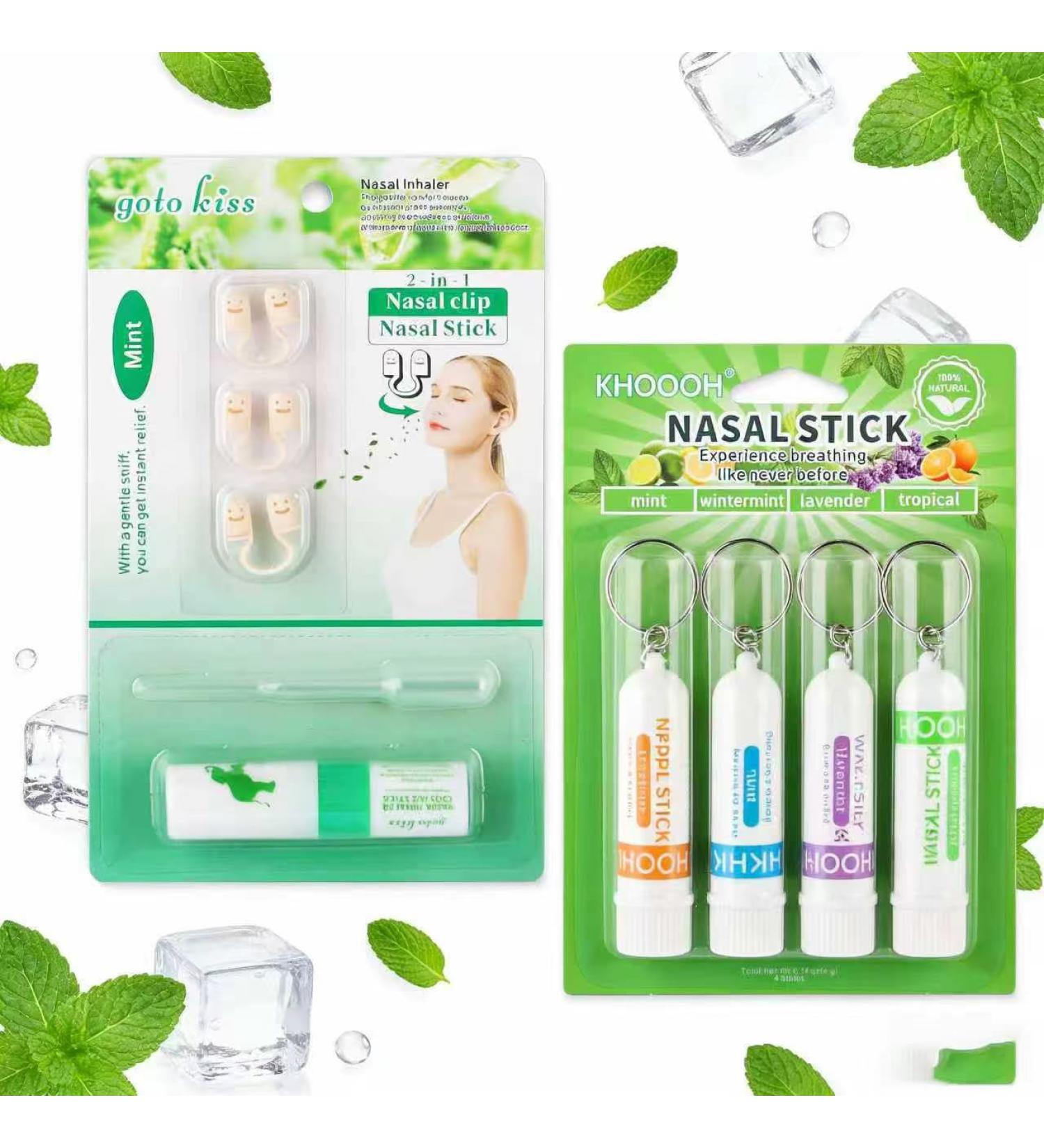 Nasal Inhaler & Nasal Clip Set - Triple Refreshing Menthol/Borneol Plant Essential Oil Energy Sticks for Fatigue Relief Stay Awake During Class/Work/Driving (4 Scent Options) - Buy Online on GoSupps.com