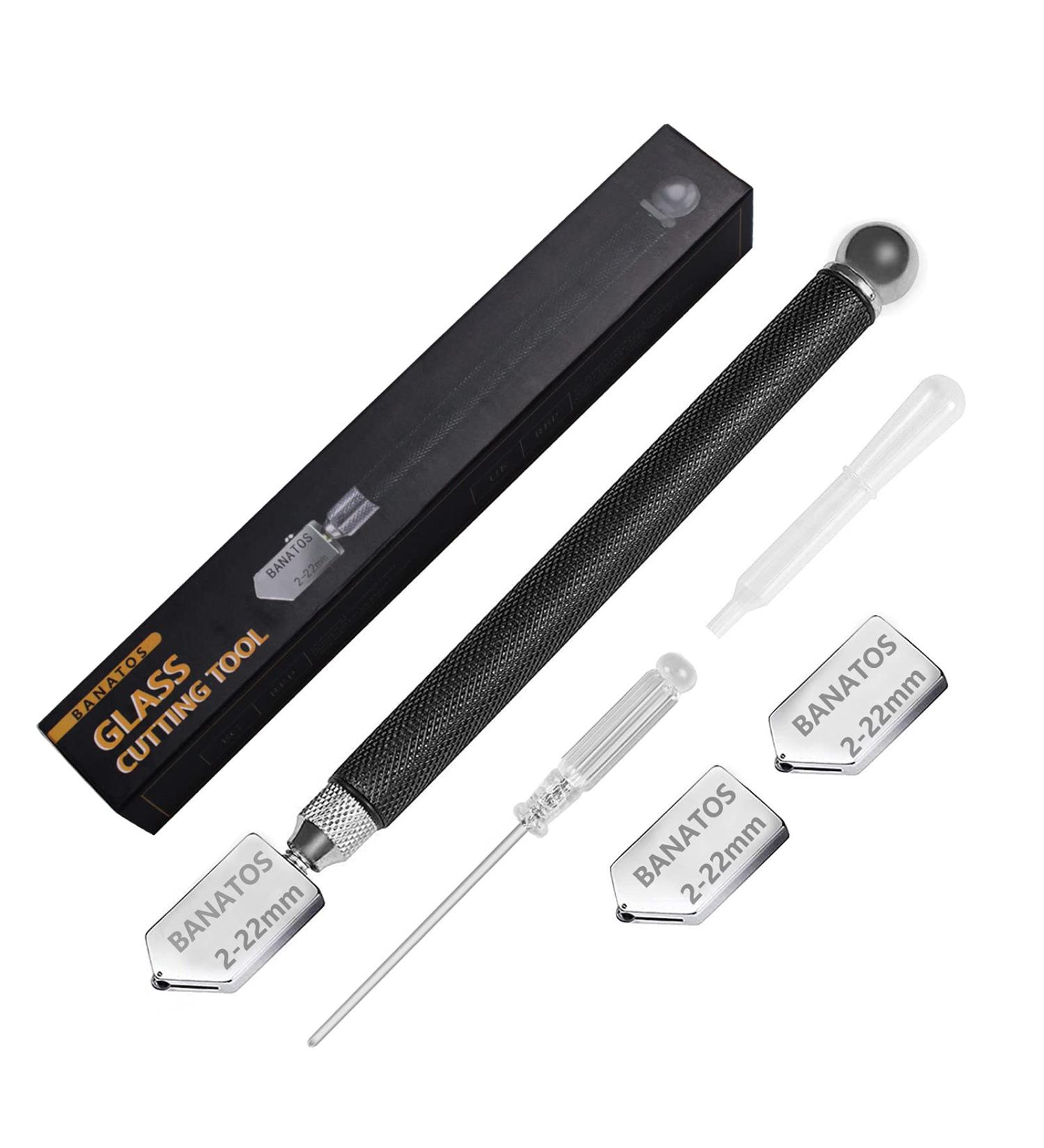 Glass Cutters 2-22mm - Tool for Thick Glass, Tiles, Mirror, Mosaic Cutting - Automatic Oil Feed, 3 Carbide Heads - Buy Online on GoSupps.com