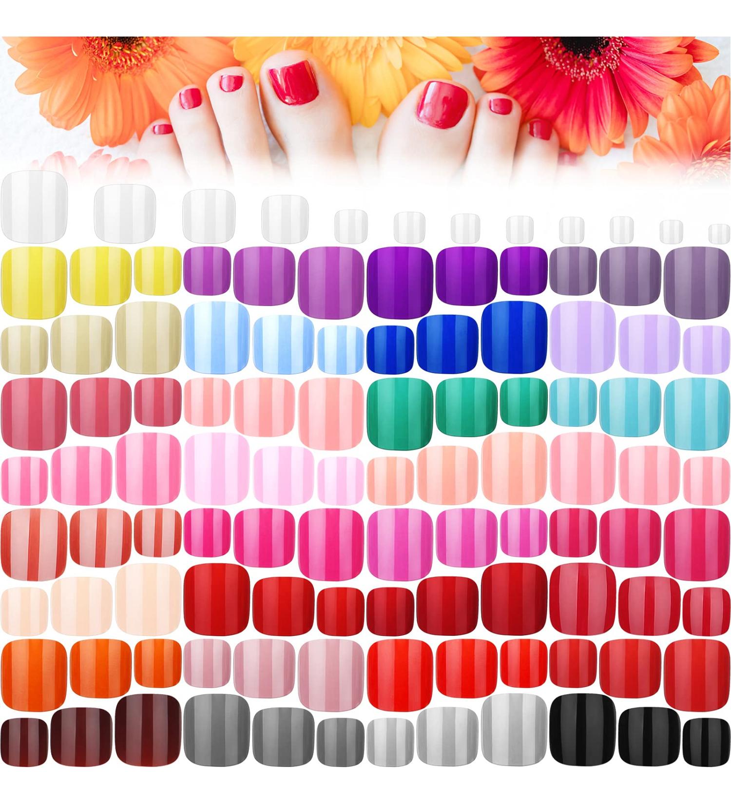 1080 Pieces Square Full Toenails - Colour Artificial Nails for Christmas DIY Nail Decoration - Buy Online on GoSupps.com
