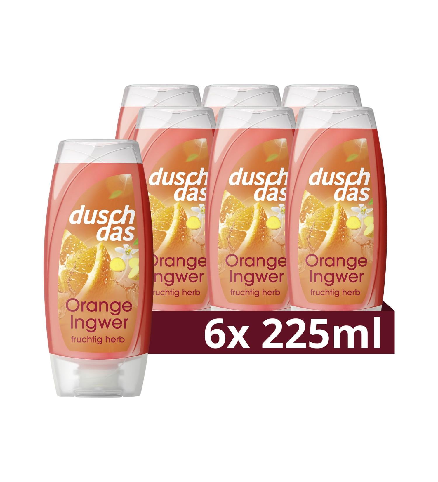 Duschdas Shower Gel Orange Ginger - 6 Pack (225 ml Each) | Refreshing Daily Shower Bath with Energizing Fragrance - Buy Online on GoSupps.com