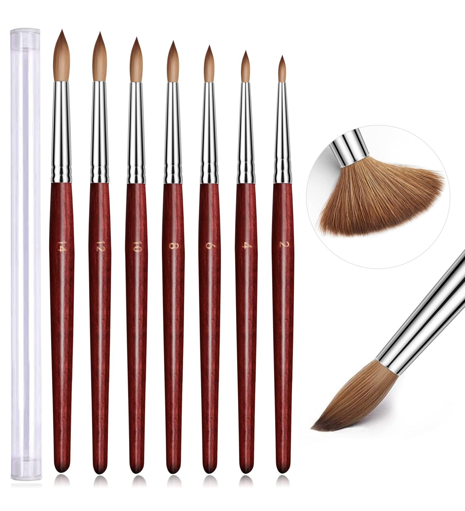Ailisaail 7Pcs Acrylic Nail Brush Set | Red Wood Handle | Nail Art Brushes for Acrylic Application | Beginner & Professional Acrylic Nail Tools | Sizes 2/4/6/8/10/12/14 - Buy Online on GoSupps.com