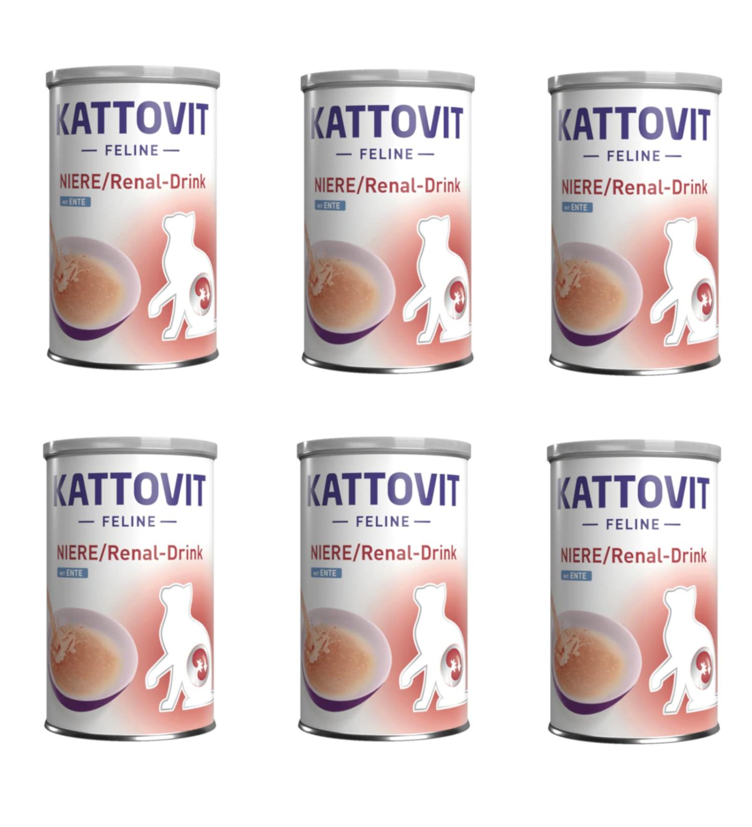 Kattovit Rein/renal Drink Duck | Pack of 6 | 6 x 135 ML | Complementary food for adult cats | Meat pieces with duck | to support renal function - Buy Online on GoSupps.com