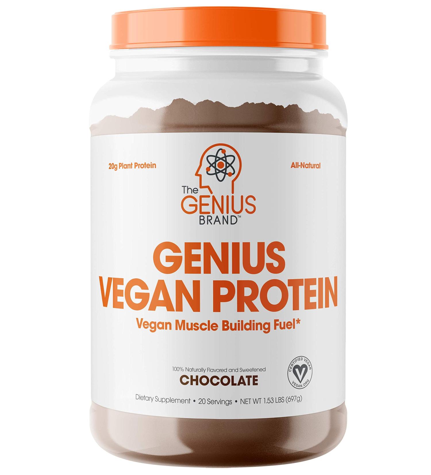 Genius Vegan Protein Powder Shake | Pea + Pumpkin Protein | Lean Muscle Building | Ideal Body Shake for Men & Women | Dairy Free - Buy Online on GoSupps.com