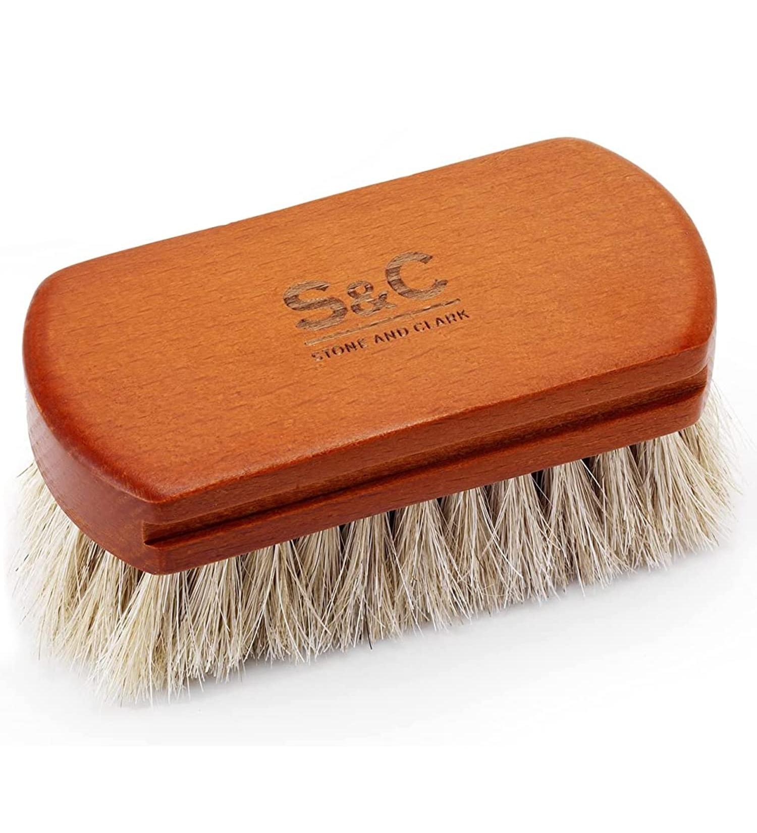 Stone and Clark Horse Hair Shoe Brush - Polish Your Leather to Perfection - Shoe Polish Brush with 100% Horse Hair Bristles & Concaved Beech Wood Handle (Mini White Hair Brush) Premium - Buy Online on GoSupps.com