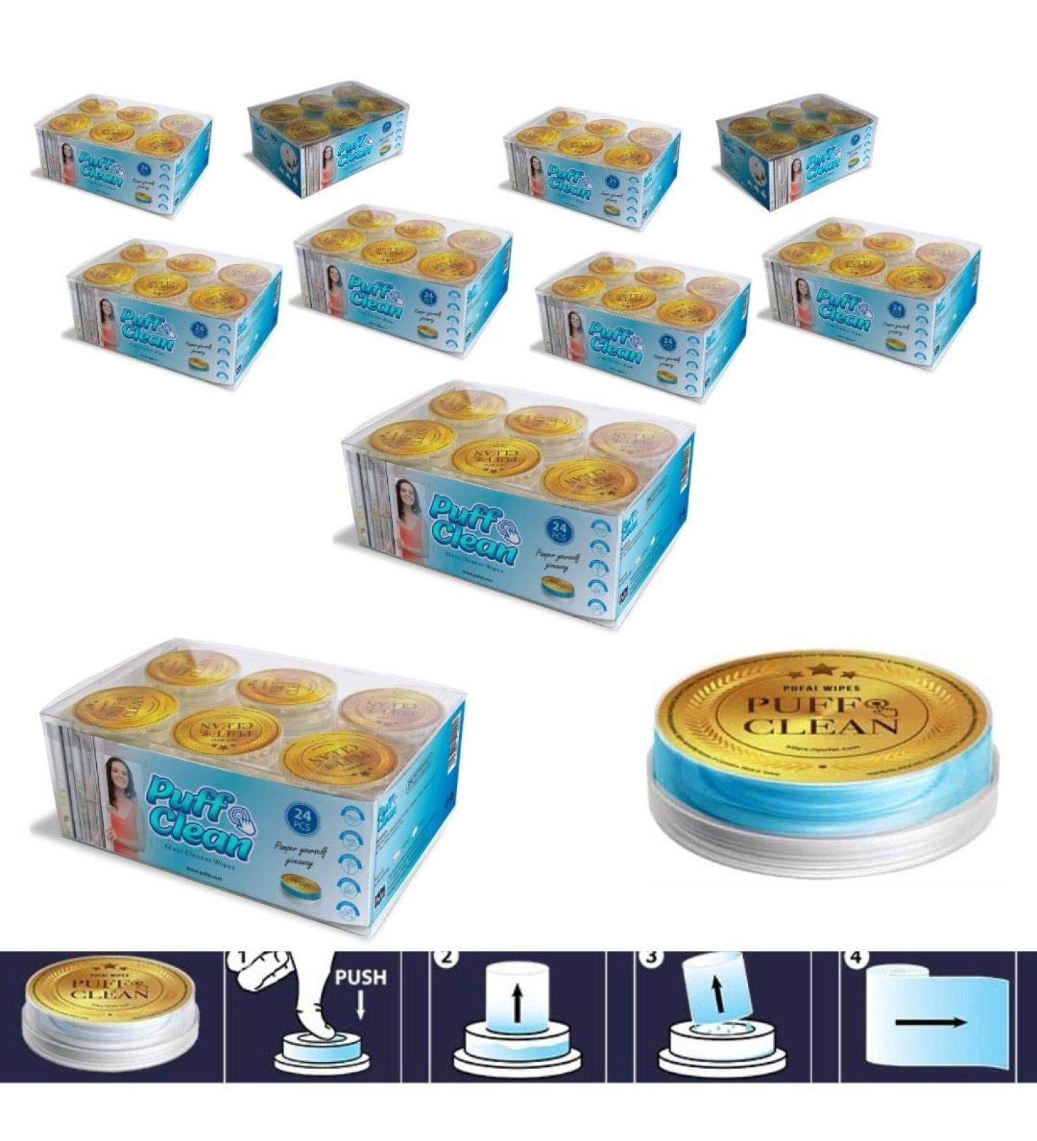 Pufai Puff Clean Glass Cleaning Wipes To Clean Hand Mirror Windows 240 Capsules - Buy Online on GoSupps.com
