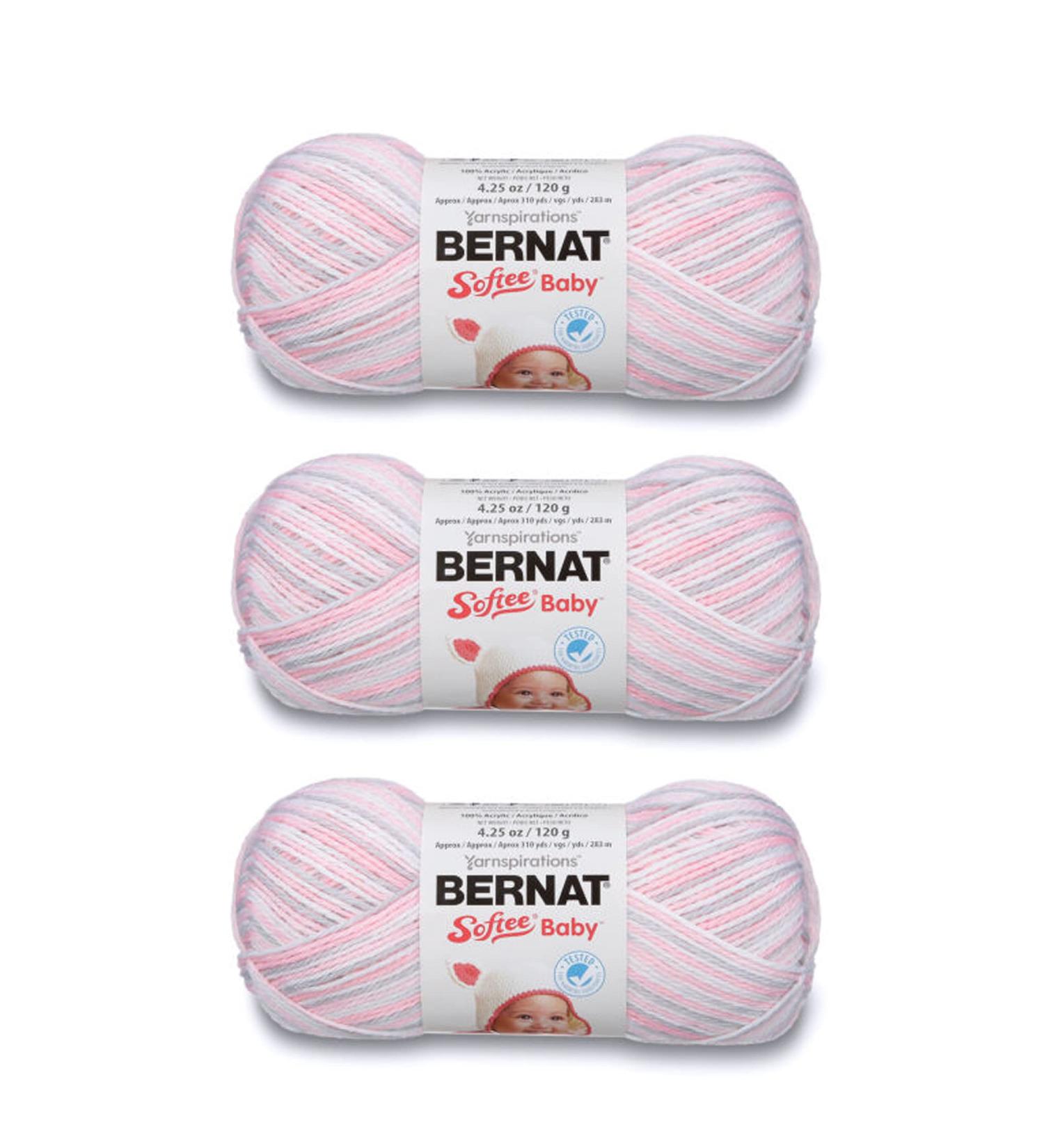 Bernat Softee Baby Pink Flannel Yarn - 3 Pack of 120g/4.25oz - Acrylic - 3 DK (Light) - 310 Yards - Knitting/Crochet Pink Flannel 3 Pack