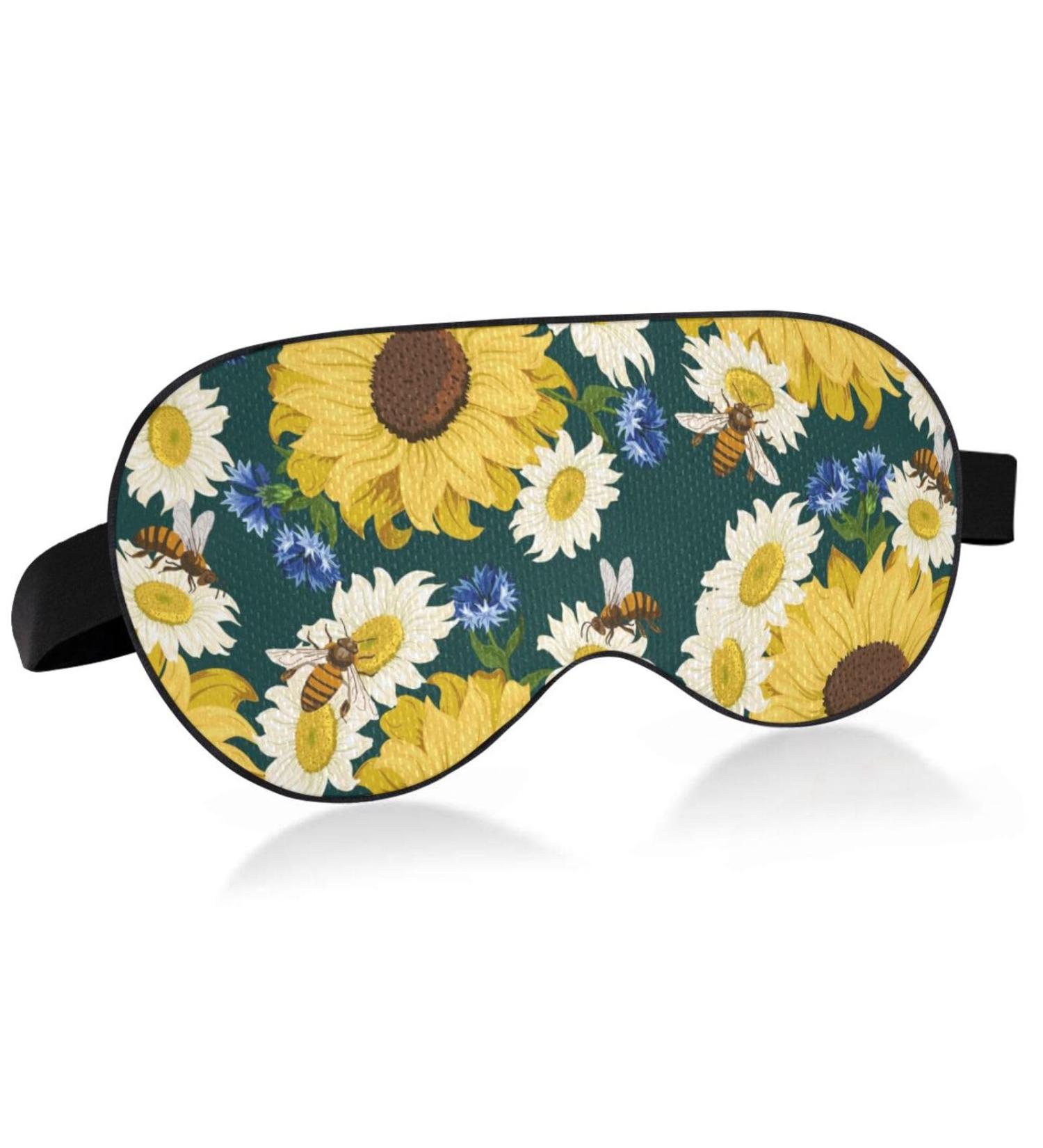 Haskirky Light Blocking Eye Mask for Adults - Adjustable, Breathable, Perfect for Travel, Yoga, and Deep Sleep - Sunflower Animals Design - Buy Online on GoSupps.com