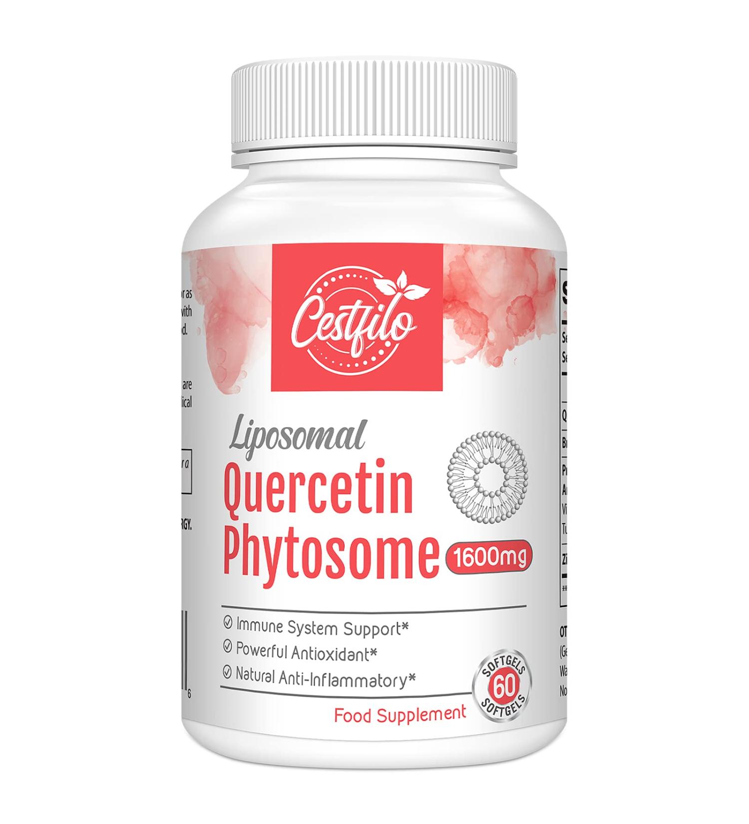 Liposomal Quercetin Phytosome 1600mg Softgels with Bromelain & Vitamin C - Immunity Booster for Respiratory Health - 60 Softgels - Buy Online on GoSupps.com