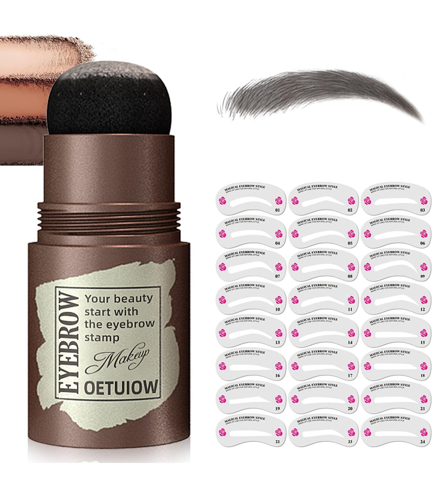 Eyebrow Stamp Stencil Kit with 24 Reusable Stencils - Long-Lasting & Waterproof Brow Shaping, 3-in-1 Hairline Shadow Powder Bronzer - Pack of 1 - Buy Online on GoSupps.com